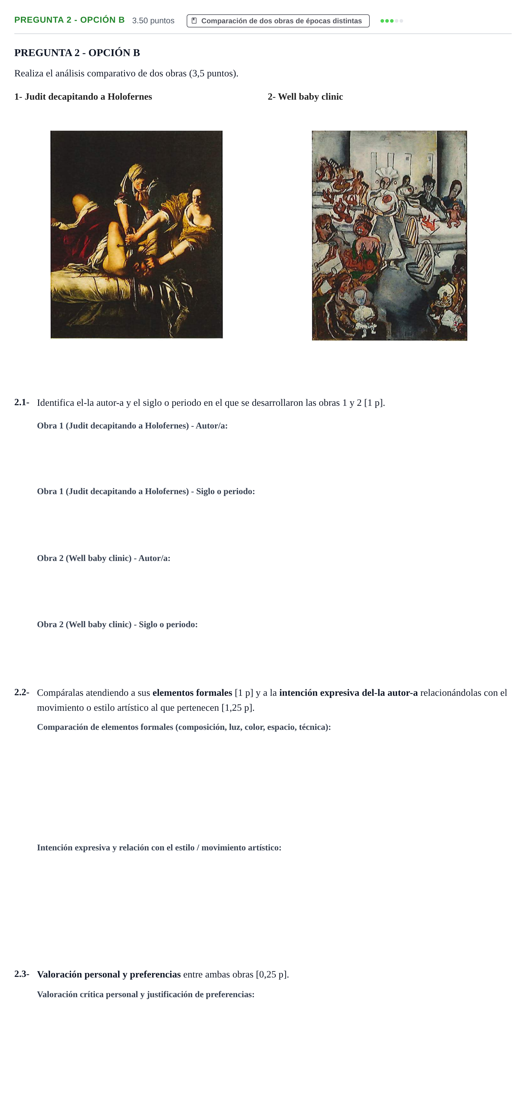 Enunciado: Pregunta 2 - Opción B · Fundamentos Artísticos PAU Navarra Extraordinaria 2025