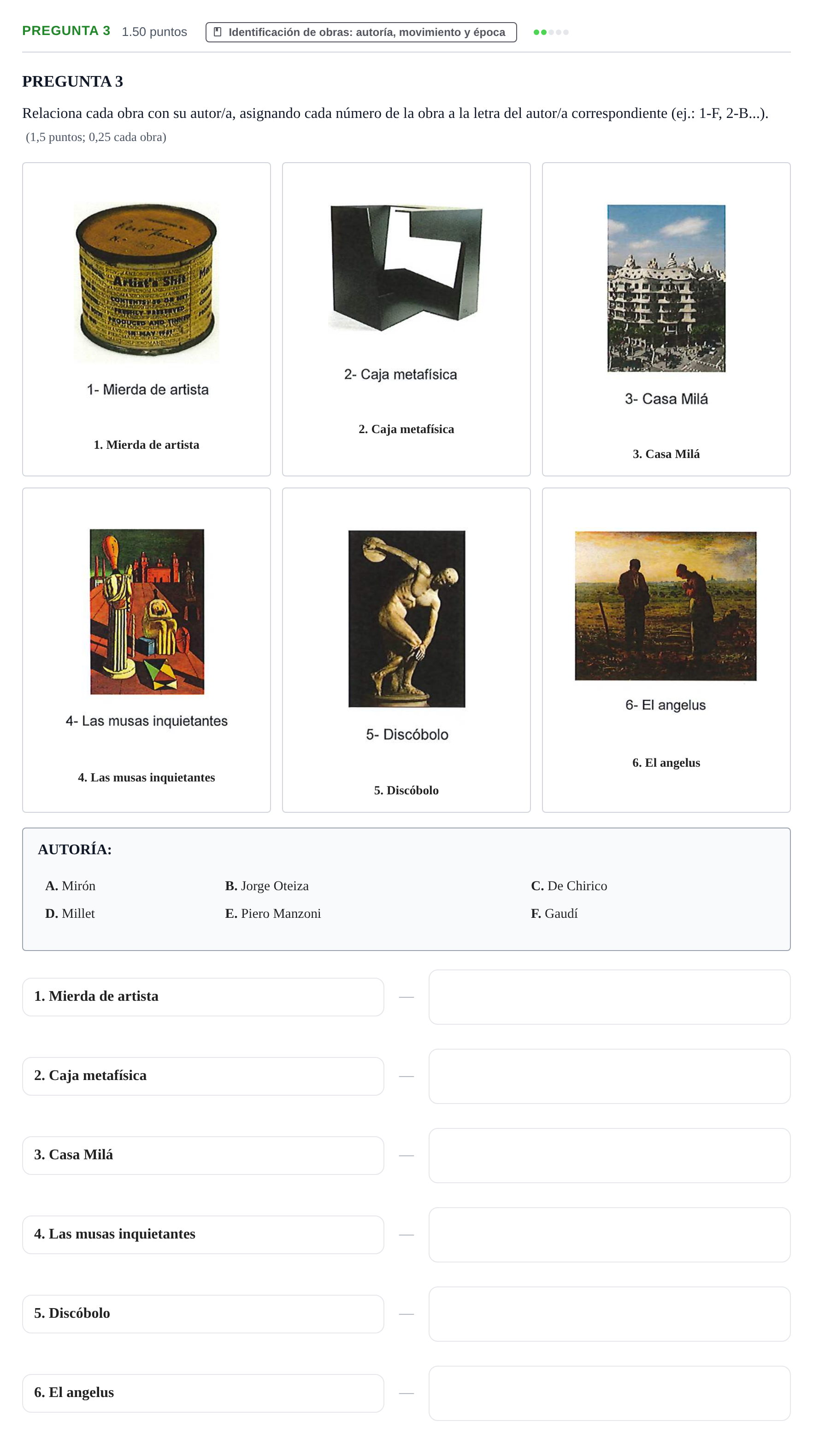 Enunciado: Pregunta 3 · Fundamentos Artísticos PAU Navarra Extraordinaria 2025
