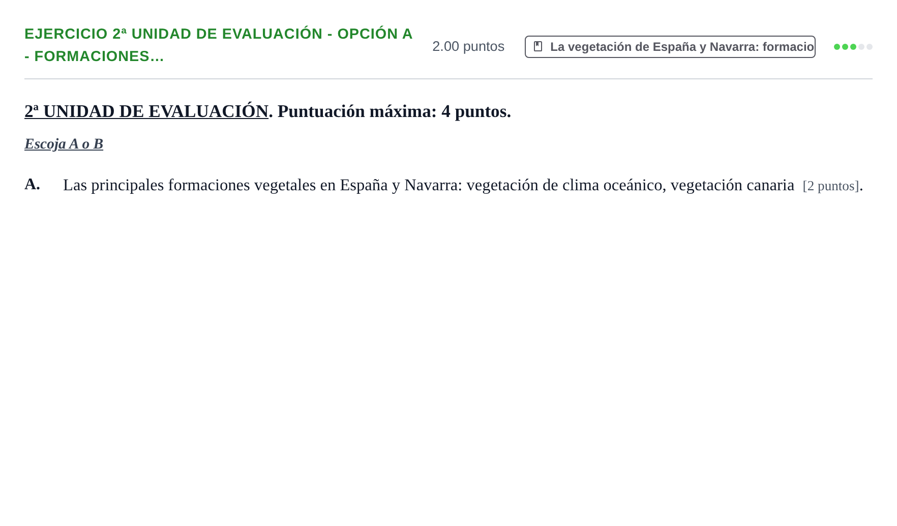 Enunciado: Ejercicio 2ª Unidad de Evaluación - Opción A - Formaciones… · Geografía PAU Navarra Extraordinaria 2025