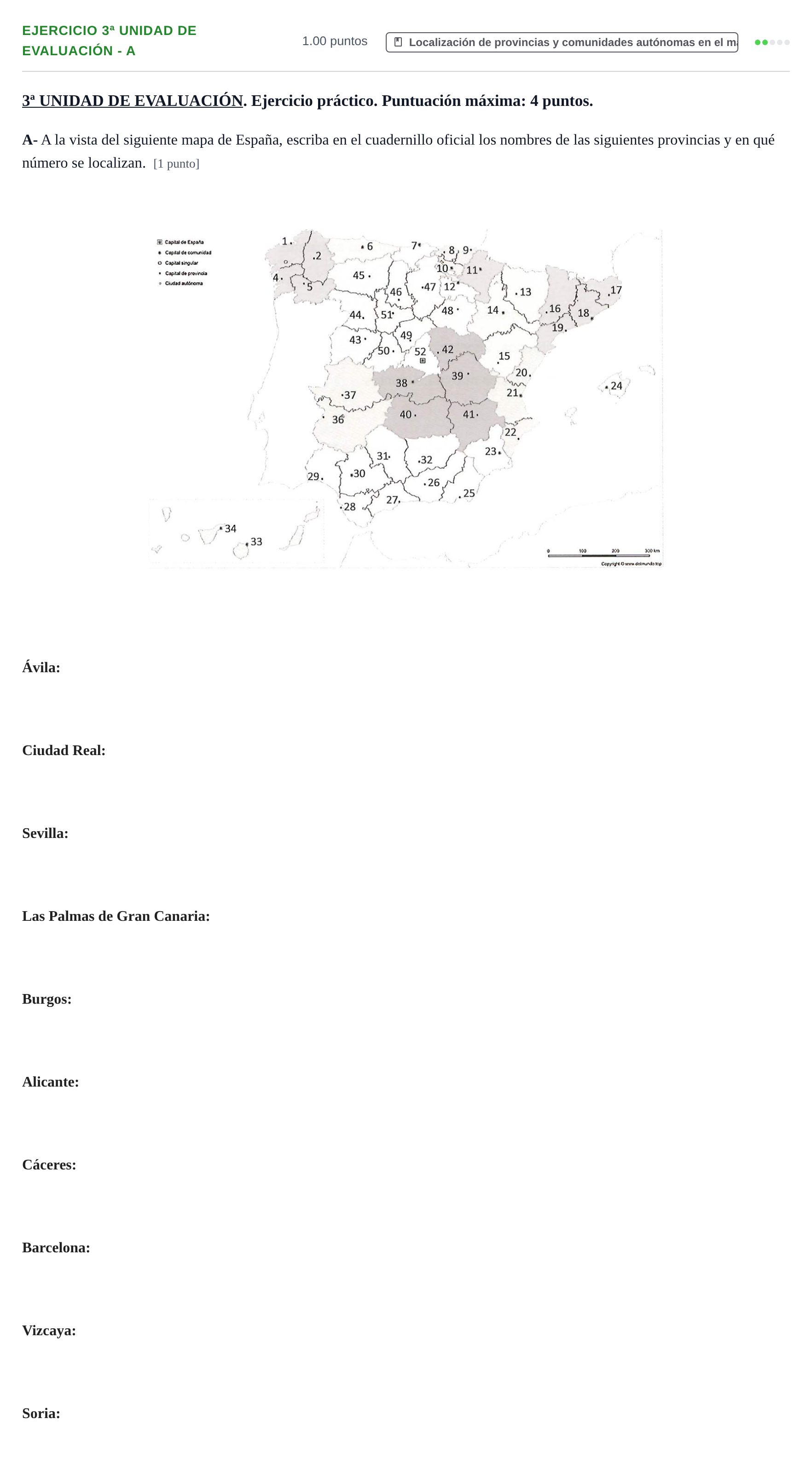 Enunciado: Ejercicio 3ª Unidad de Evaluación - A · Geografía PAU Navarra Extraordinaria 2025