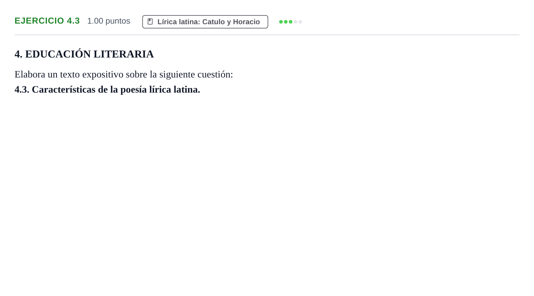 Enunciado: Ejercicio 4.3 · Latín II PAU Navarra Extraordinaria 2025
