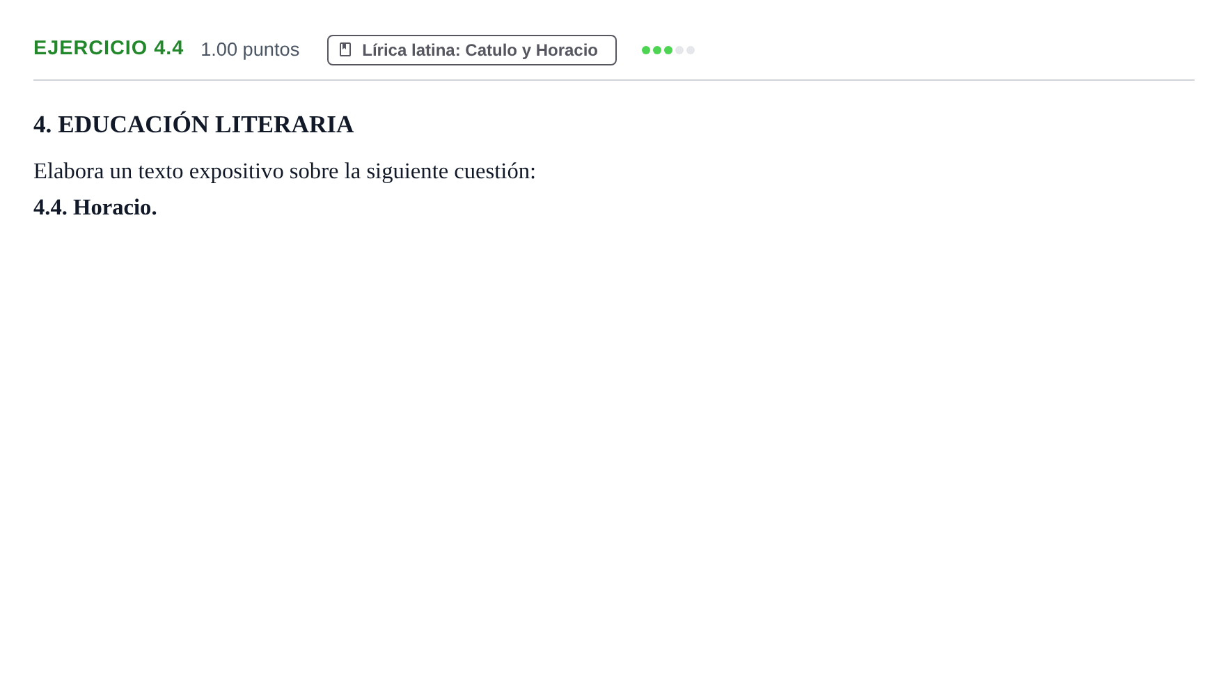 Enunciado: Ejercicio 4.4 · Latín II PAU Navarra Extraordinaria 2025