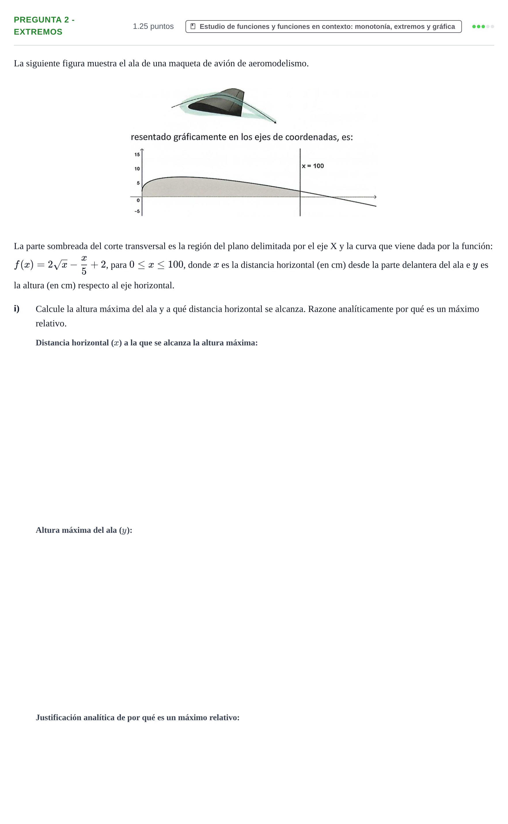 Enunciado: Pregunta 2 - Extremos · Matemáticas aplicadas a las Ciencias Sociales II PAU Navarra Extraordinaria 2025