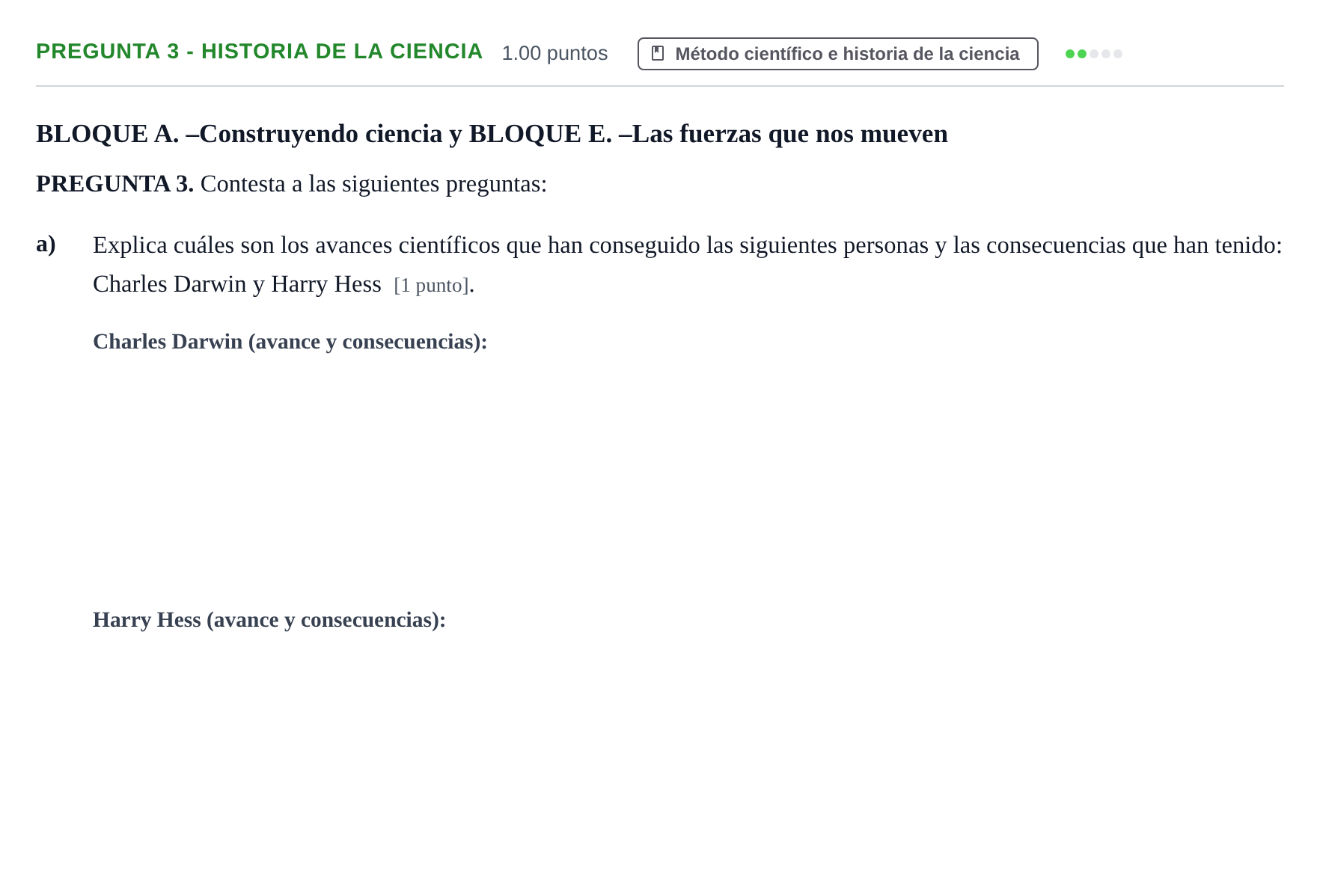Enunciado: Pregunta 3 - Historia de la ciencia · Ciencias Generales PAU Navarra Ordinaria 2025