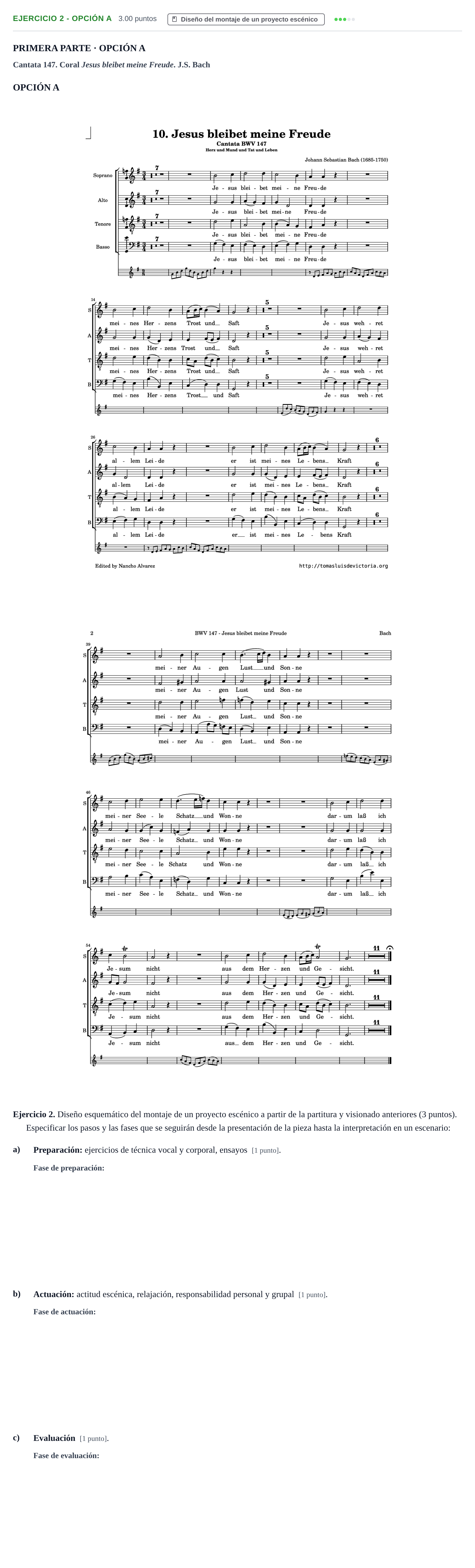 Enunciado: Ejercicio 2 - Opción A · Coro y Técnica Vocal PAU Navarra Ordinaria 2025