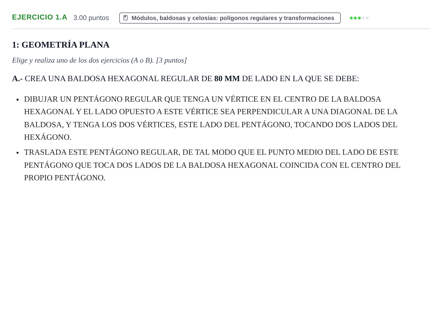 Enunciado: Ejercicio 1.A · Dibujo Técnico Aplicado a las Artes Plásticas y al Diseño PAU Navarra Ordinaria 2025