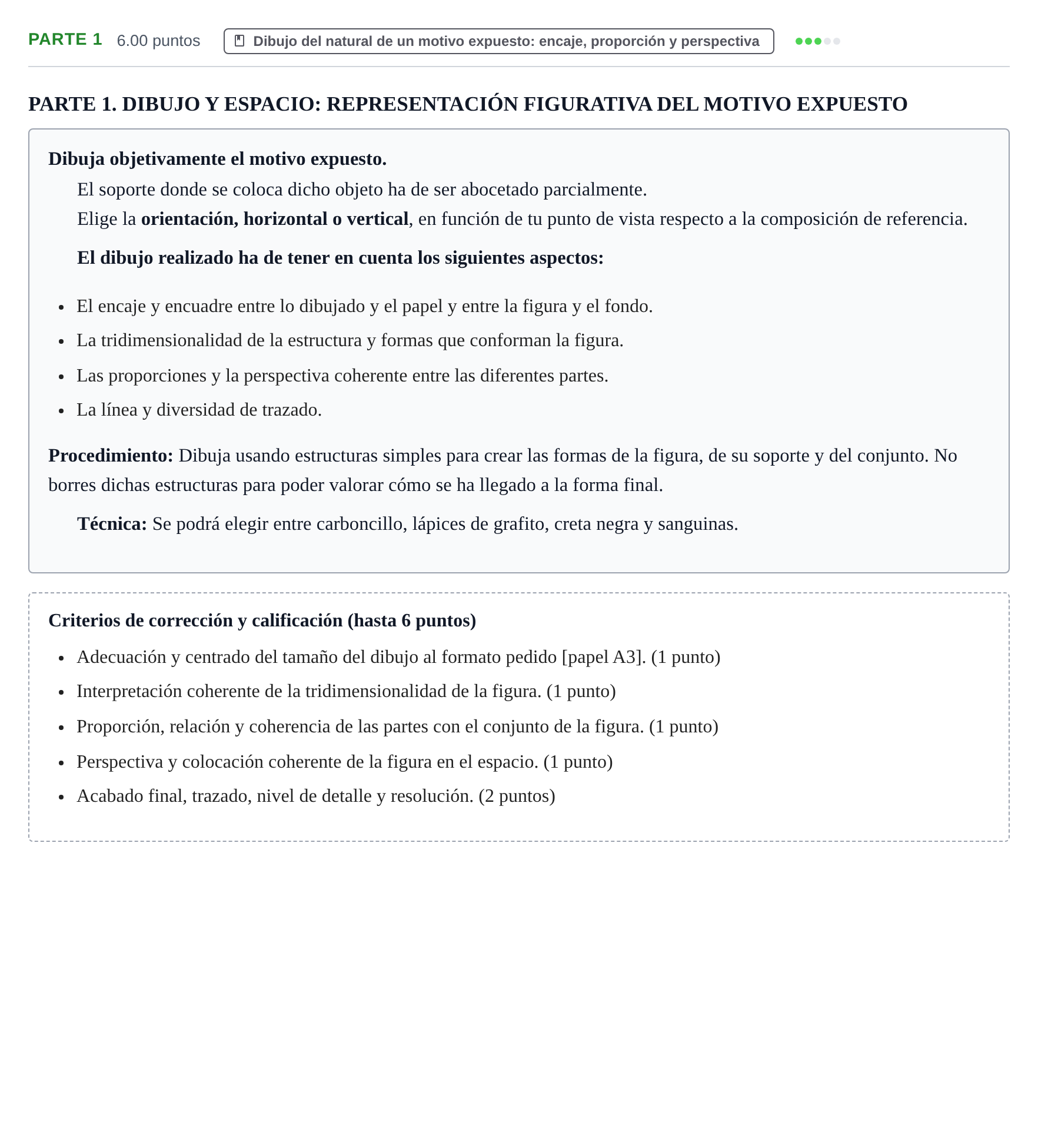Enunciado: Ejercicio Parte 1 · Dibujo Artístico II PAU Navarra Ordinaria 2025
