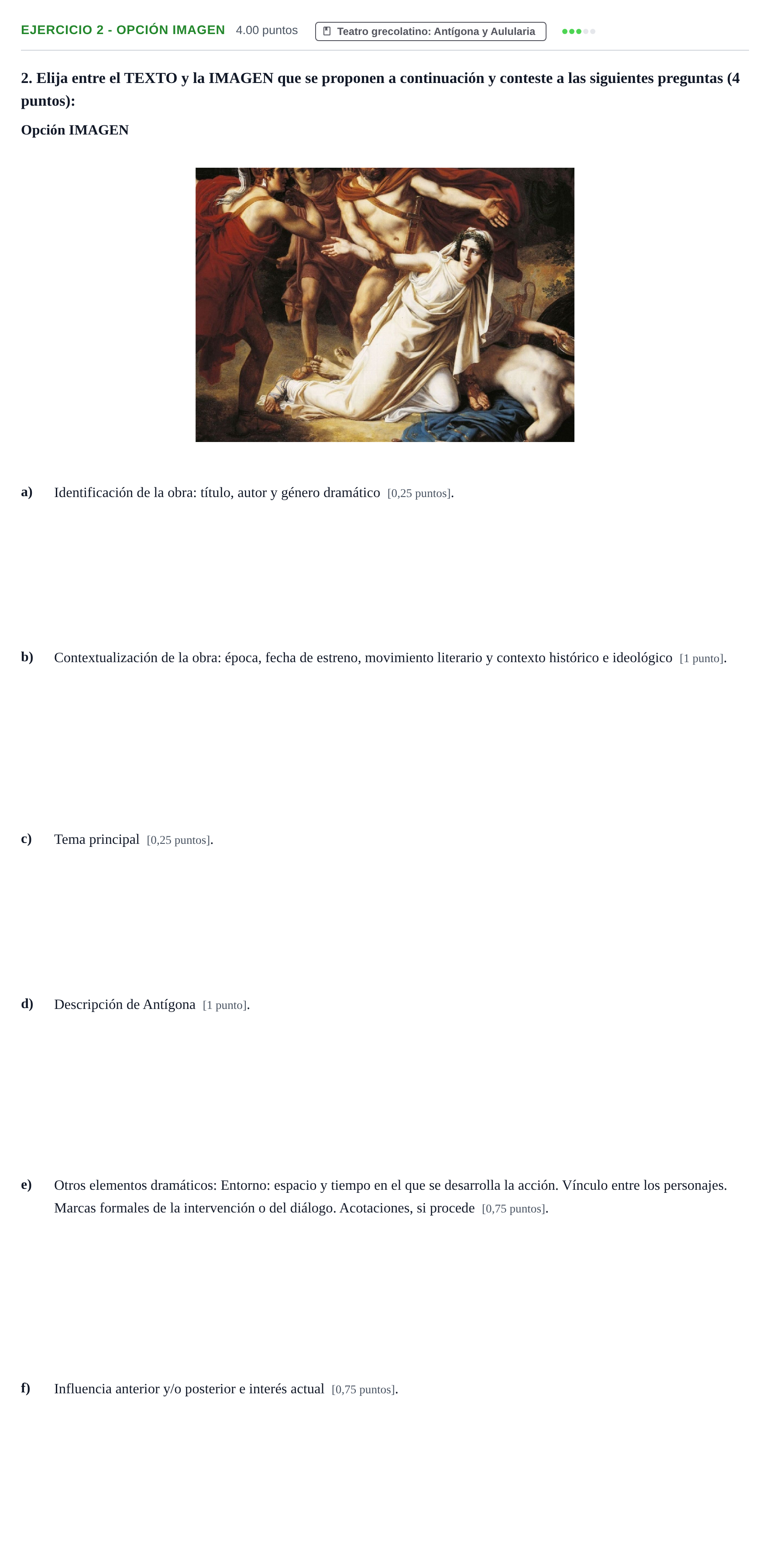 Enunciado: Ejercicio 2 - Opción Imagen · Literatura Dramática PAU Navarra Ordinaria 2025