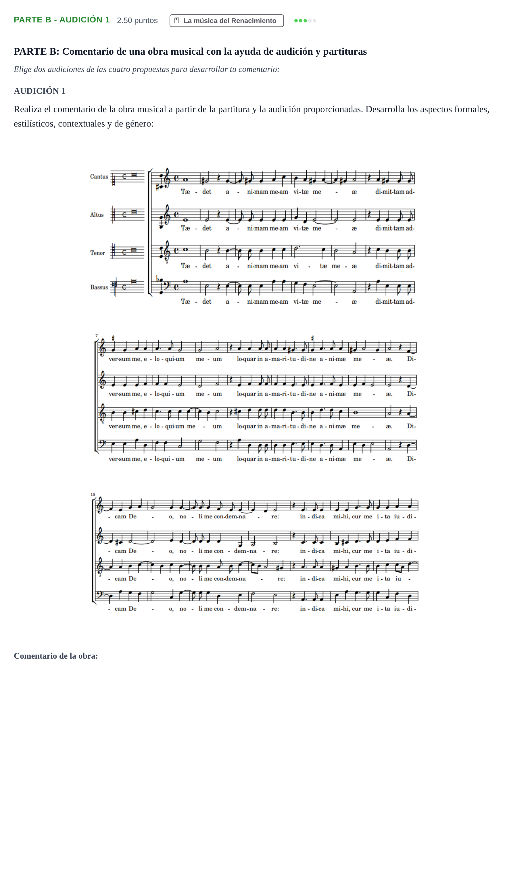 Enunciado: Ejercicio Parte B - Audición 1 · Historia de la Música y de la Danza PAU Navarra Ordinaria 2025