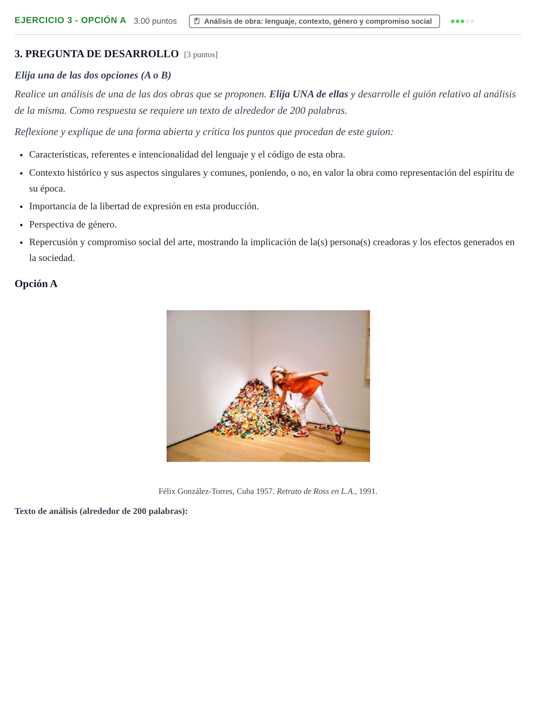Enunciado: Ejercicio 3 - Opción A · Movimientos Culturales y Artísticos PAU Navarra Ordinaria 2025