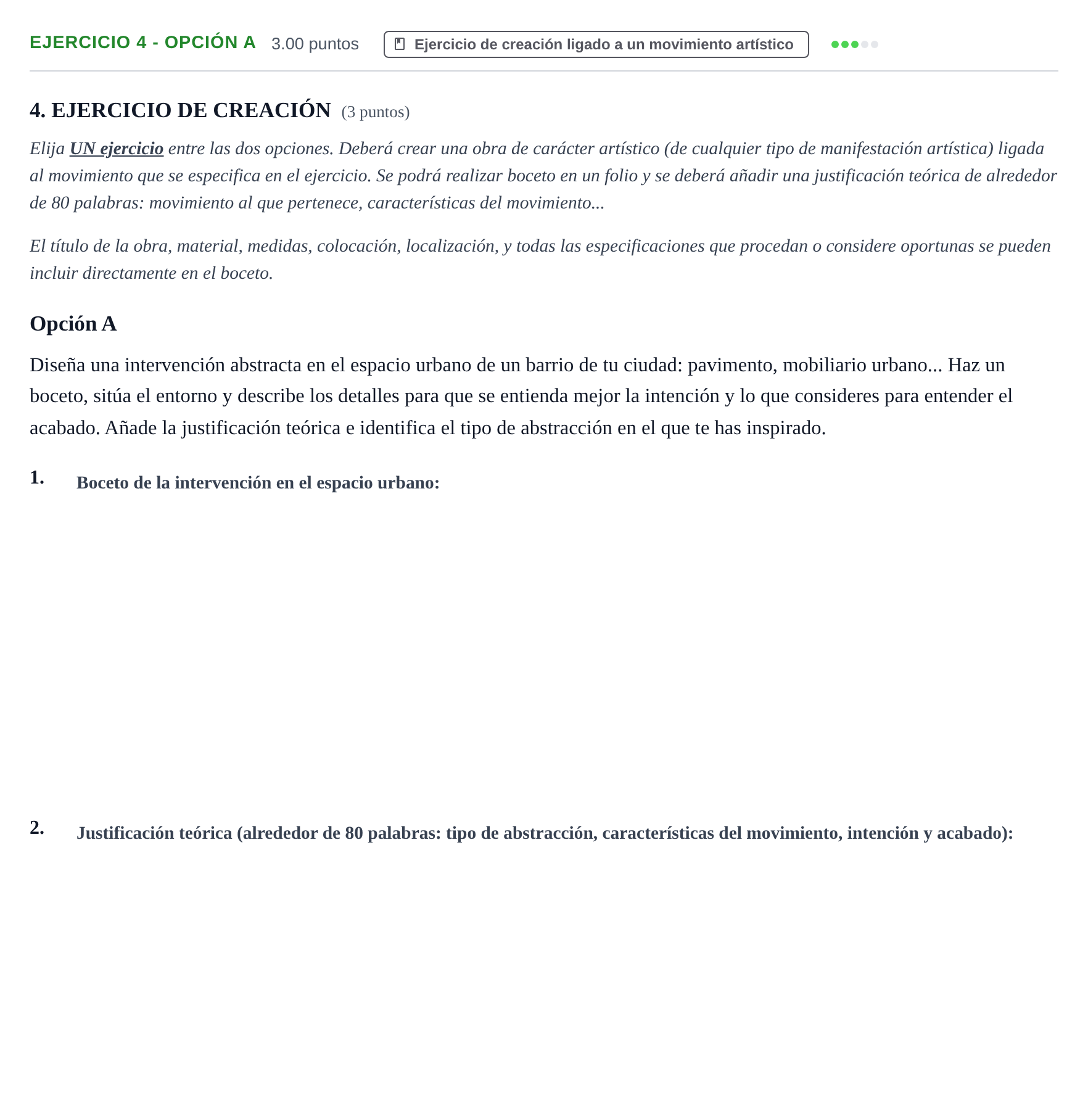 Enunciado: Ejercicio 4 - Opción A · Movimientos Culturales y Artísticos PAU Navarra Ordinaria 2025