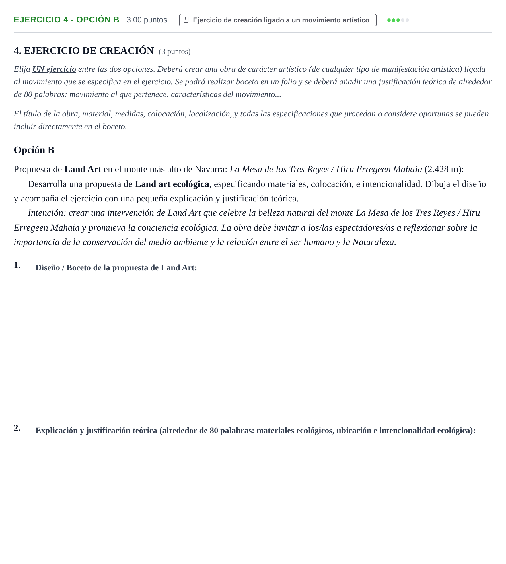 Enunciado: Ejercicio 4 - Opción B · Movimientos Culturales y Artísticos PAU Navarra Ordinaria 2025