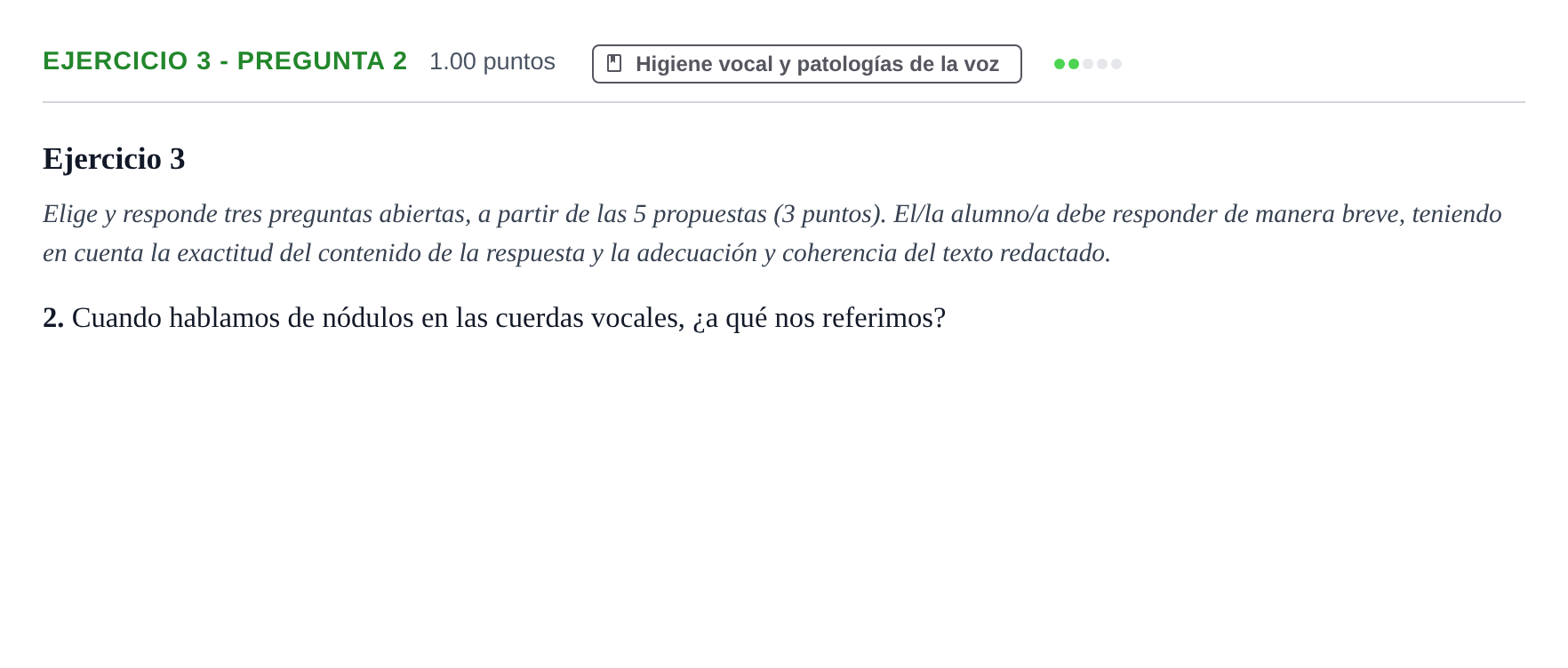 Enunciado: Ejercicio 3 - Pregunta 2 · Coro y Técnica Vocal PAU Navarra Extraordinaria 2025