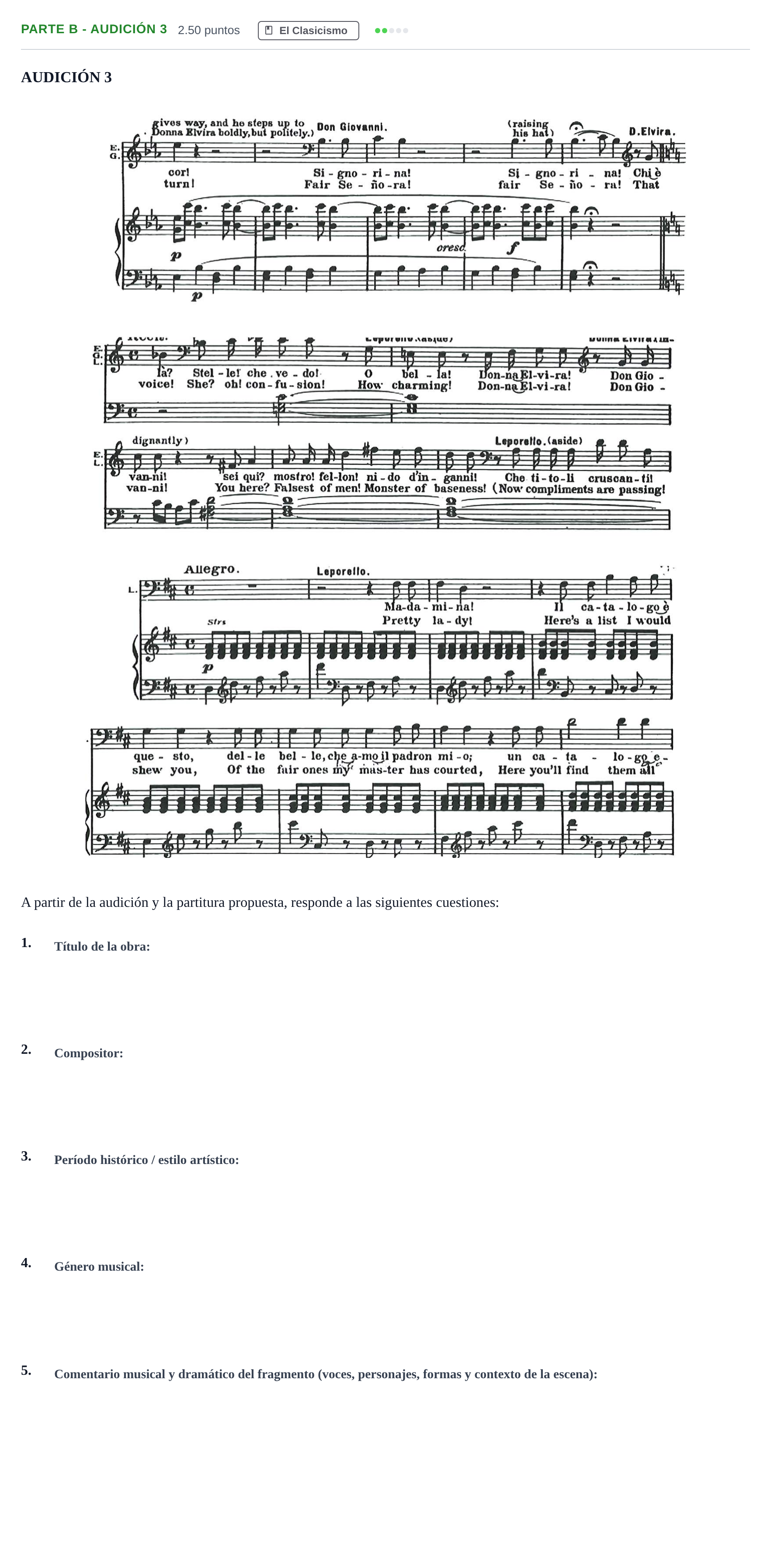 Enunciado: Ejercicio Parte B - Audición 3 · Historia de la Música y de la Danza PAU Navarra Extraordinaria 2025