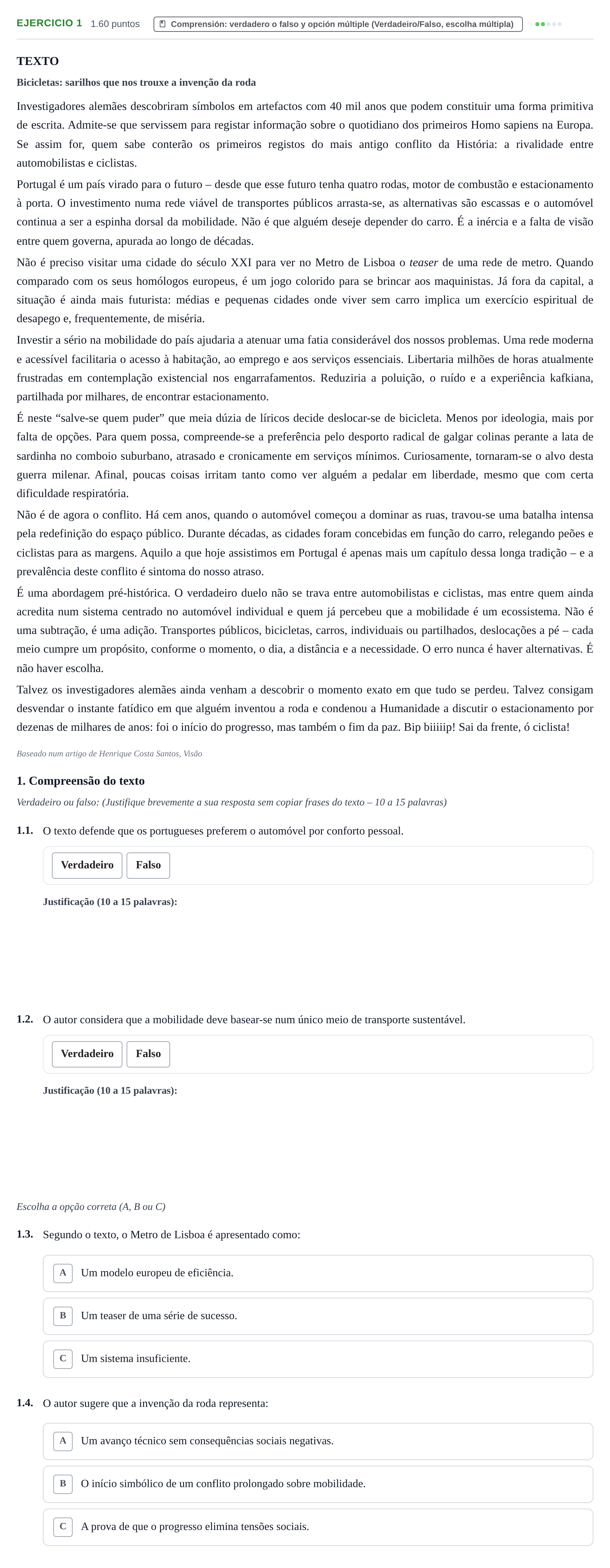Enunciado: Problema 1 · Portugués PAU Murcia Extraordinaria 2026