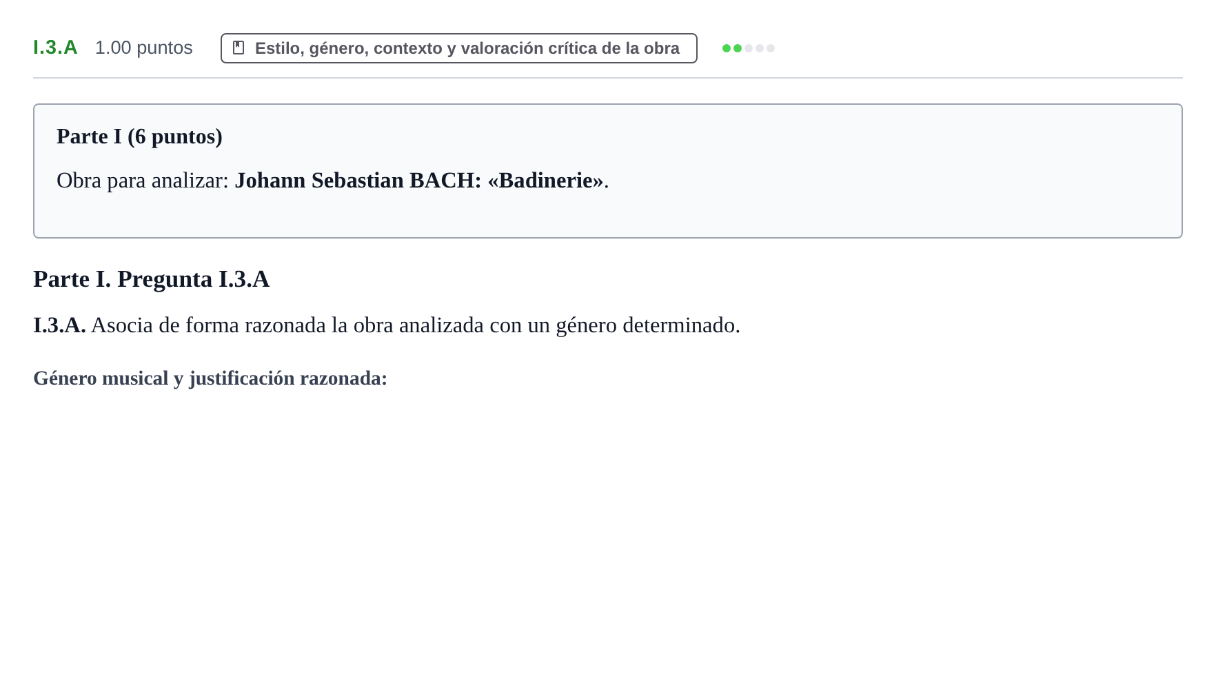 Enunciado: Ejercicio I.3.A · Análisis Musical II PAU Murcia Ordinaria 2026