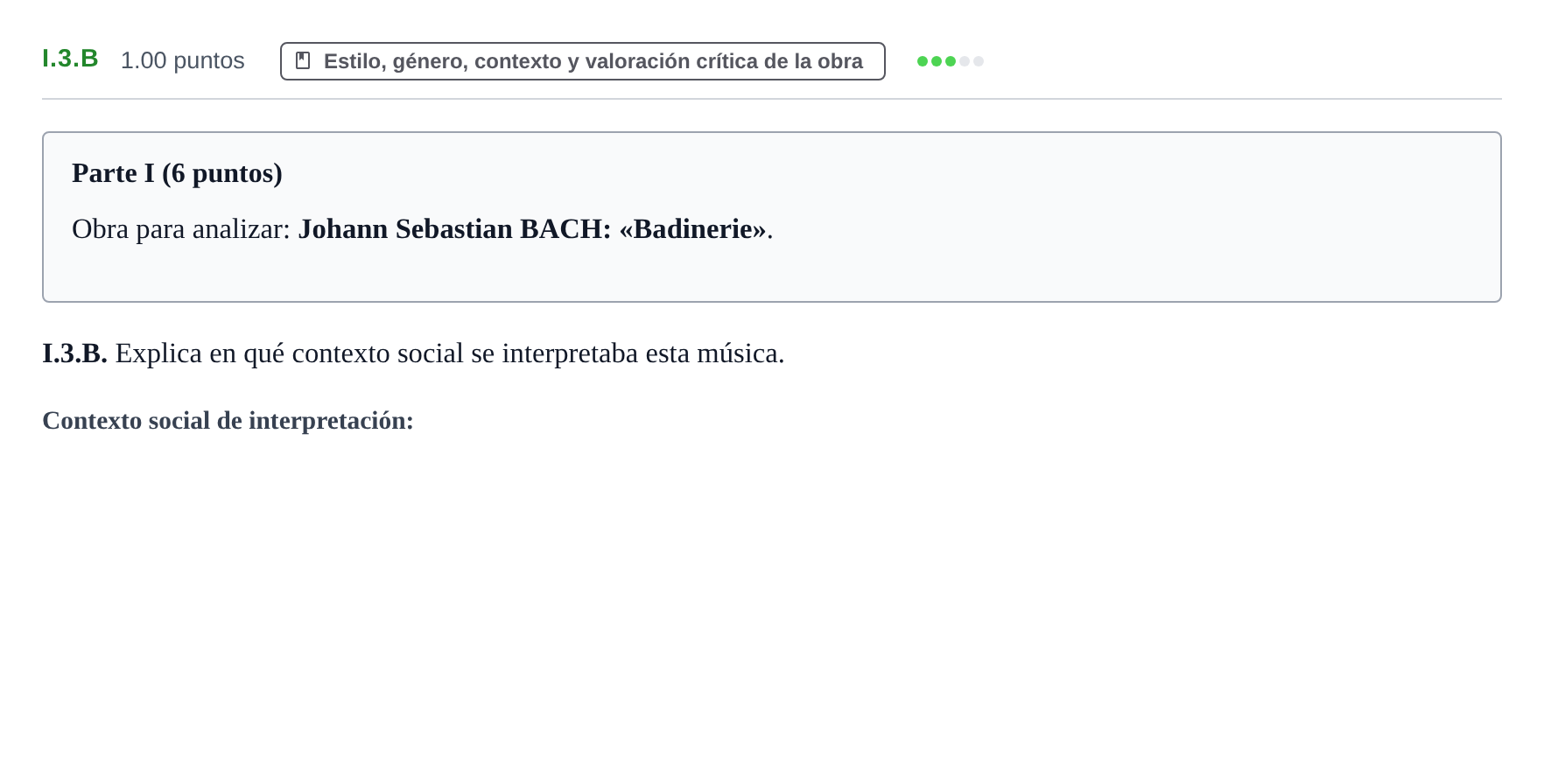 Enunciado: Ejercicio I.3.B · Análisis Musical II PAU Murcia Ordinaria 2026