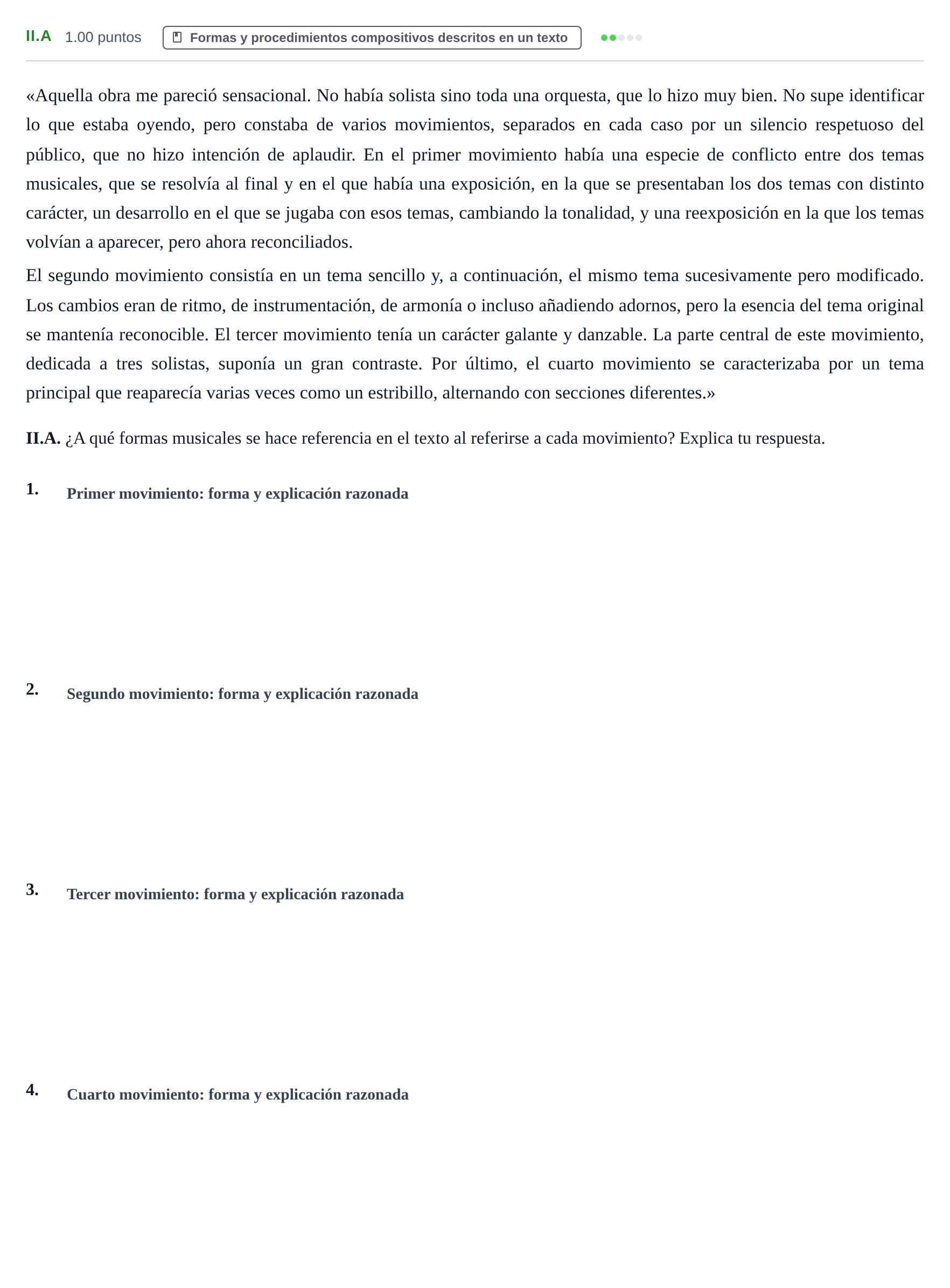 Enunciado: Ejercicio II.A · Análisis Musical II PAU Murcia Ordinaria 2026