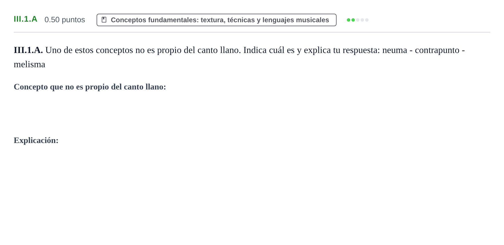 Enunciado: Ejercicio III.1.A · Análisis Musical II PAU Murcia Ordinaria 2026