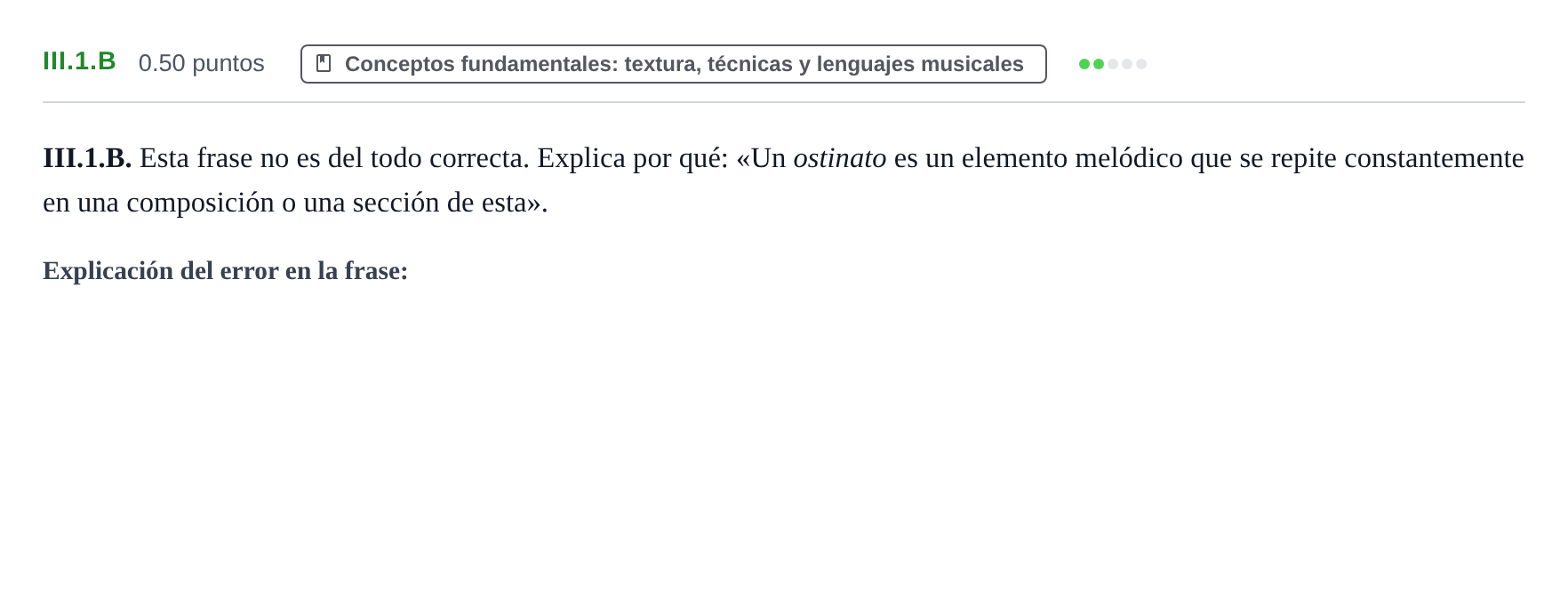 Enunciado: Ejercicio III.1.B · Análisis Musical II PAU Murcia Ordinaria 2026