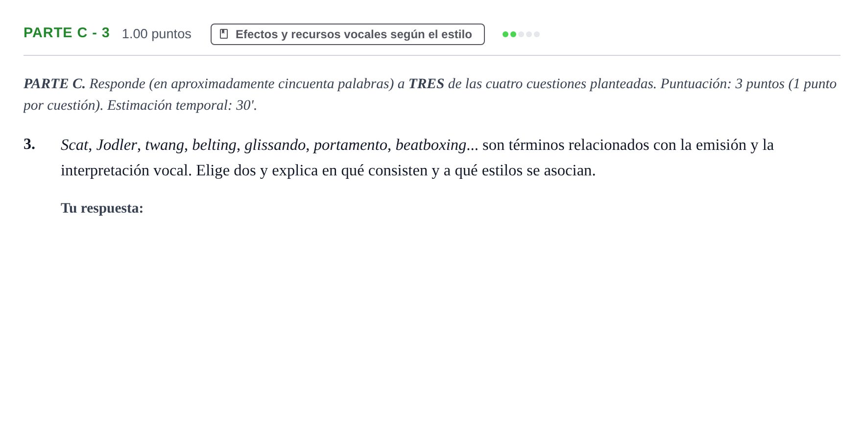 Enunciado: Ejercicio Parte C - 3 · Coro y Técnica Vocal PAU Murcia Ordinaria 2026