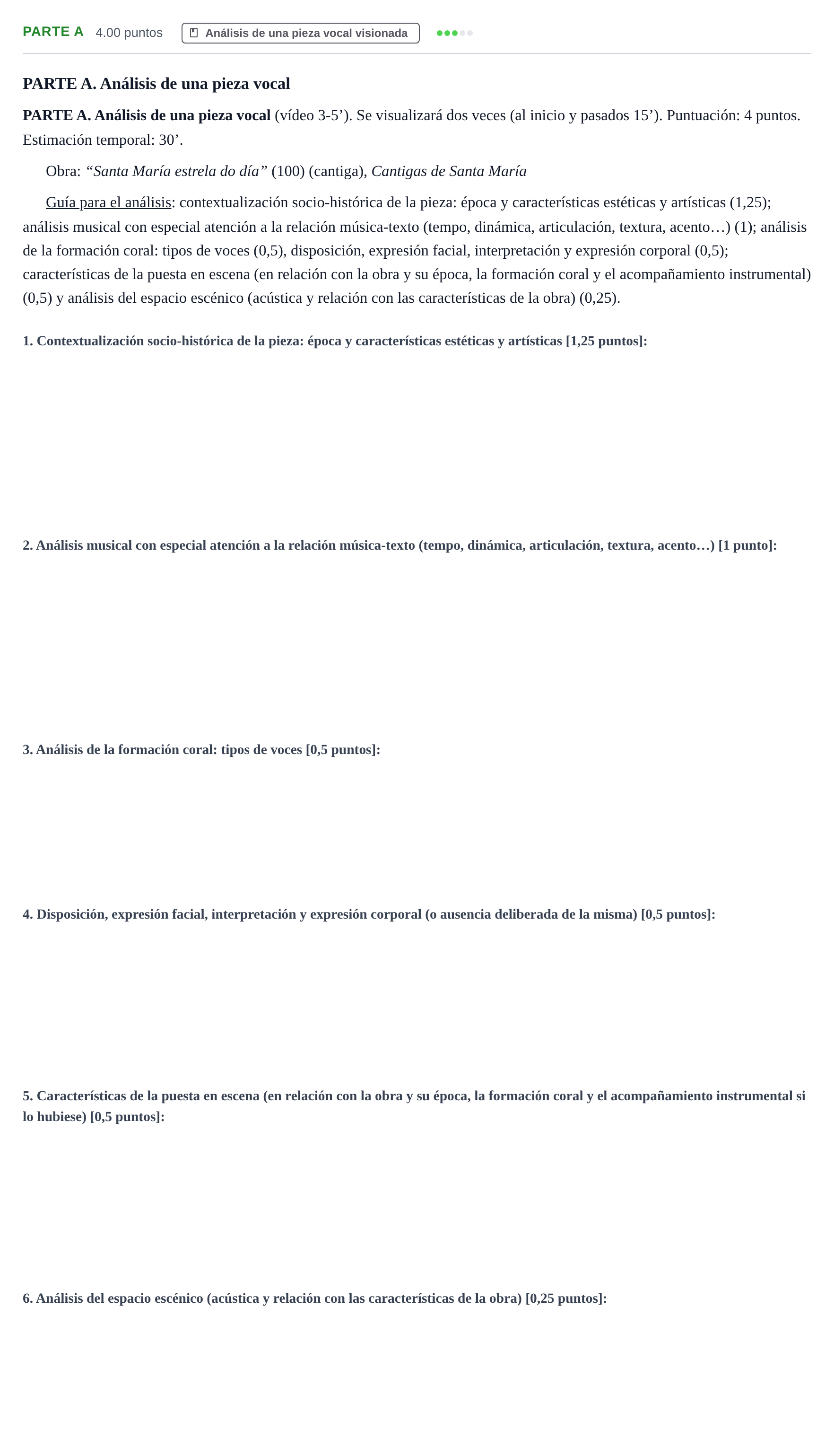 Enunciado: Ejercicio Parte A · Coro y Técnica Vocal PAU Murcia Extraordinaria 2026