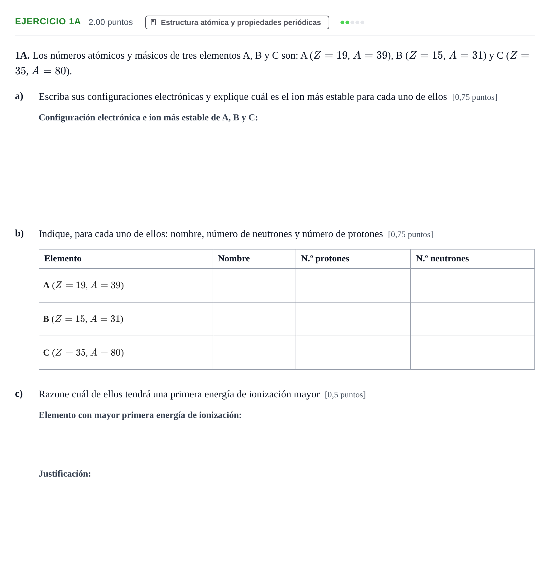 Enunciado: Ejercicio 1A · Química PAU Murcia Extraordinaria 2026