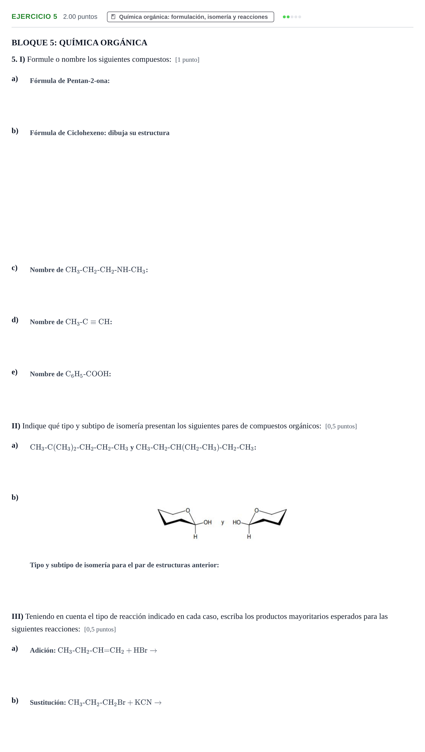 Enunciado: Problema 5 · Química PAU Murcia Extraordinaria 2026
