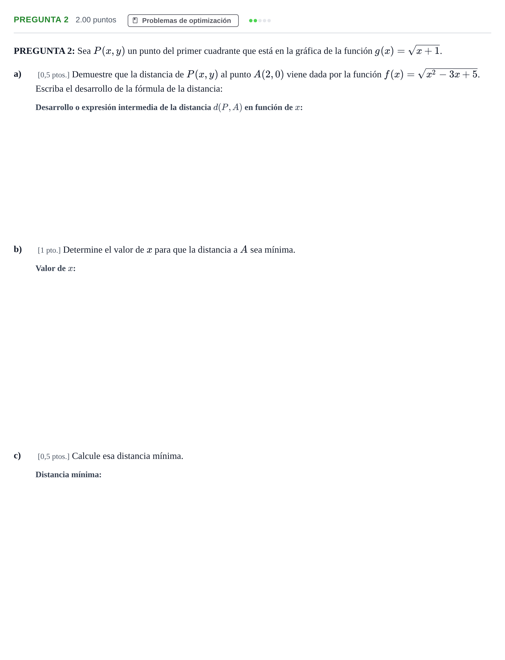 Enunciado: Pregunta 2 · Matemáticas II PAU Murcia Extraordinaria 2026