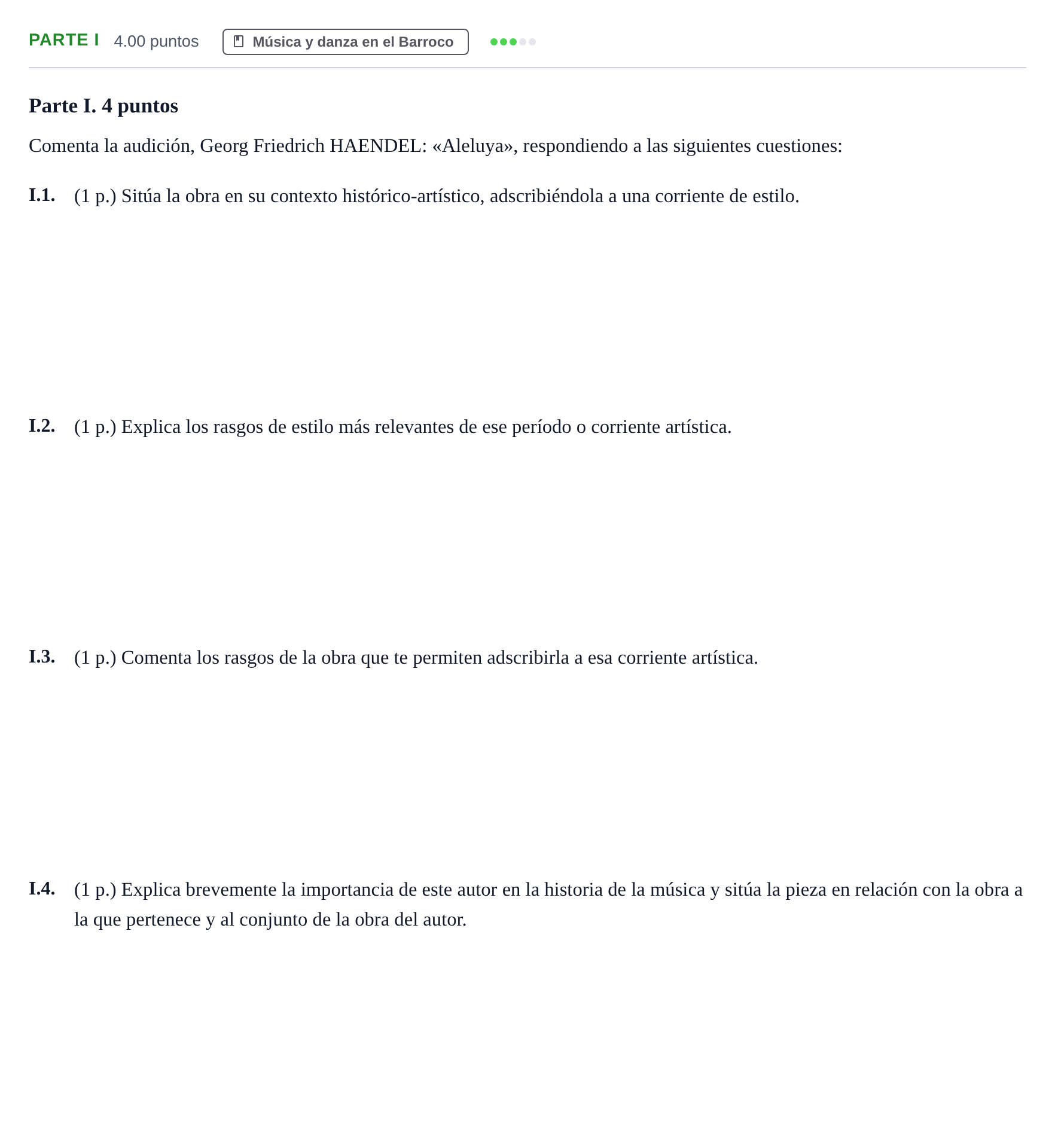 Enunciado: Ejercicio Parte I · Historia de la Música y de la Danza PAU Murcia Ordinaria 2026