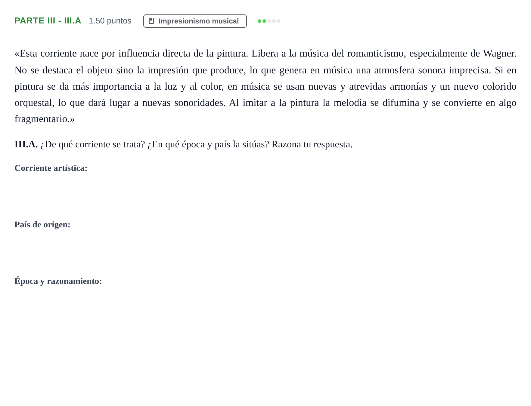 Enunciado: Ejercicio Parte III - III.A · Historia de la Música y de la Danza PAU Murcia Ordinaria 2026