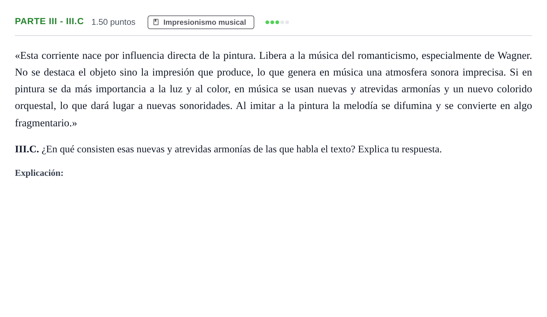 Enunciado: Ejercicio Parte III - III.C · Historia de la Música y de la Danza PAU Murcia Ordinaria 2026