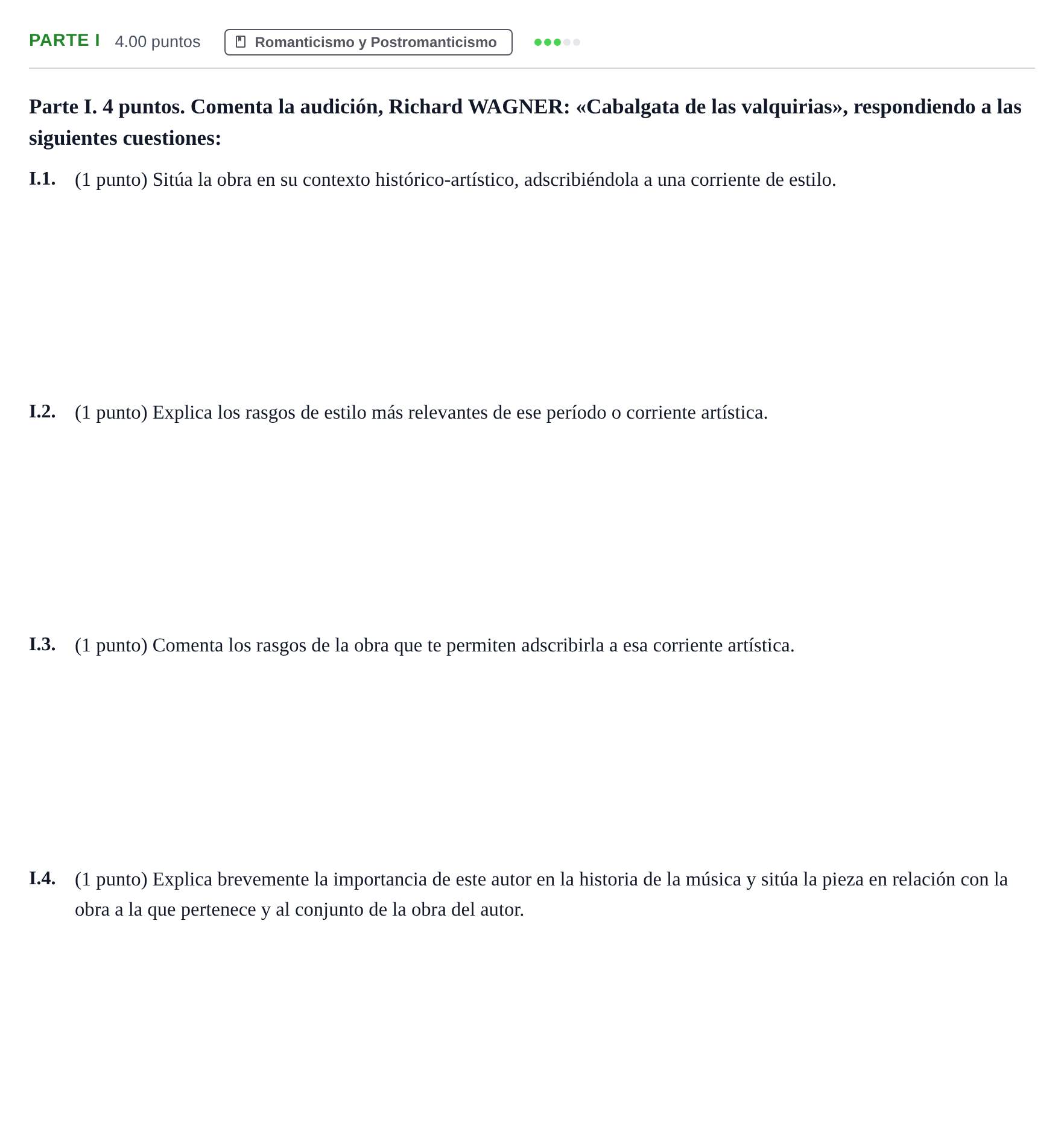 Enunciado: Ejercicio Parte I · Historia de la Música y de la Danza PAU Murcia Extraordinaria 2026
