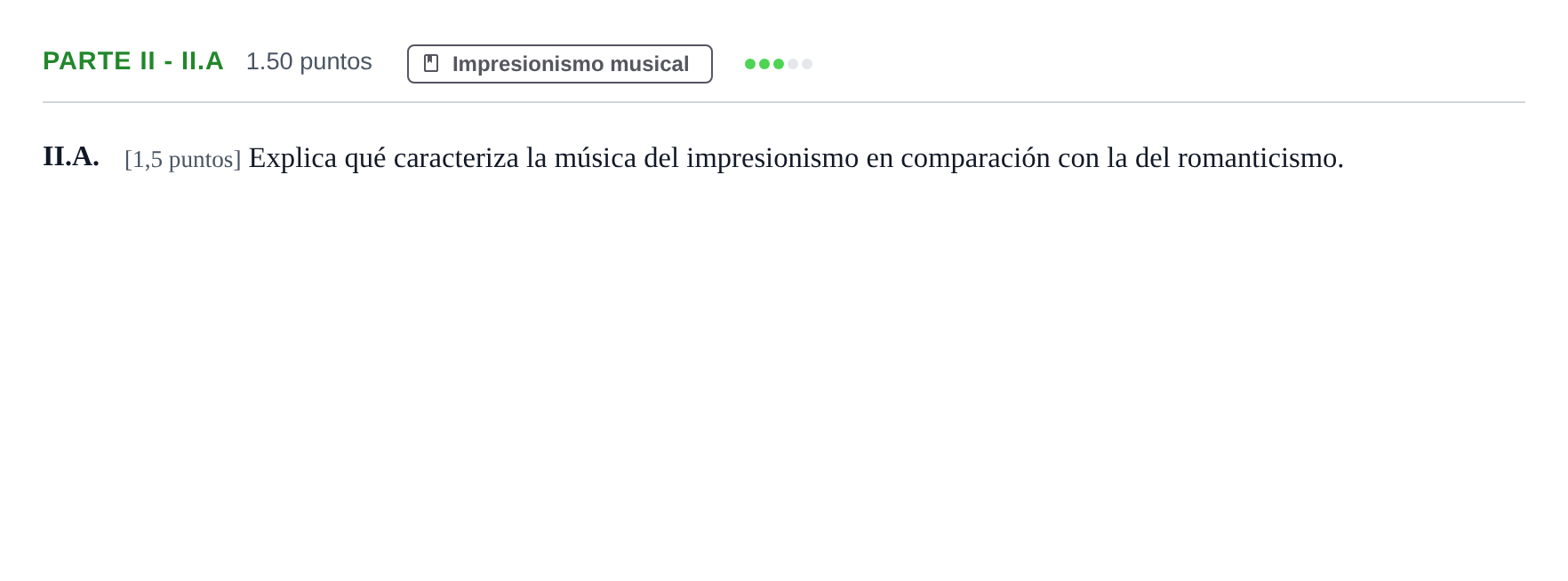 Enunciado: Ejercicio Parte II - II.A · Historia de la Música y de la Danza PAU Murcia Extraordinaria 2026