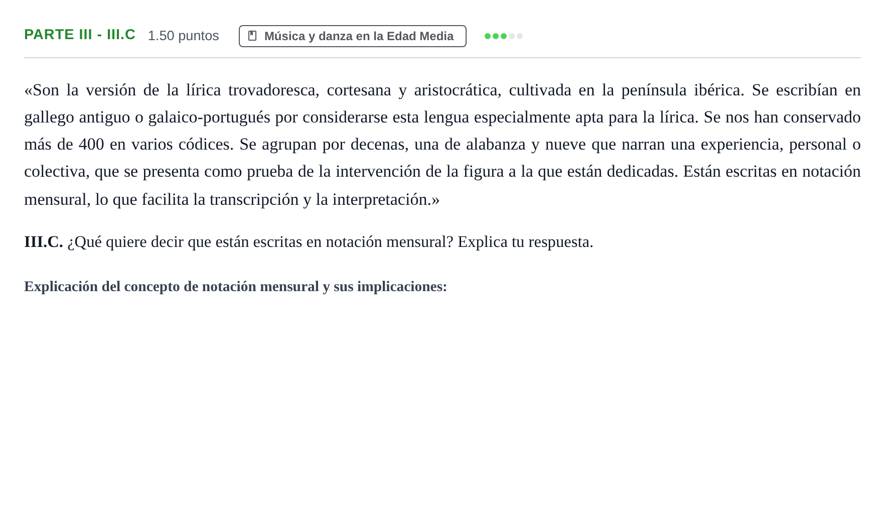 Enunciado: Ejercicio Parte III - III.C · Historia de la Música y de la Danza PAU Murcia Extraordinaria 2026