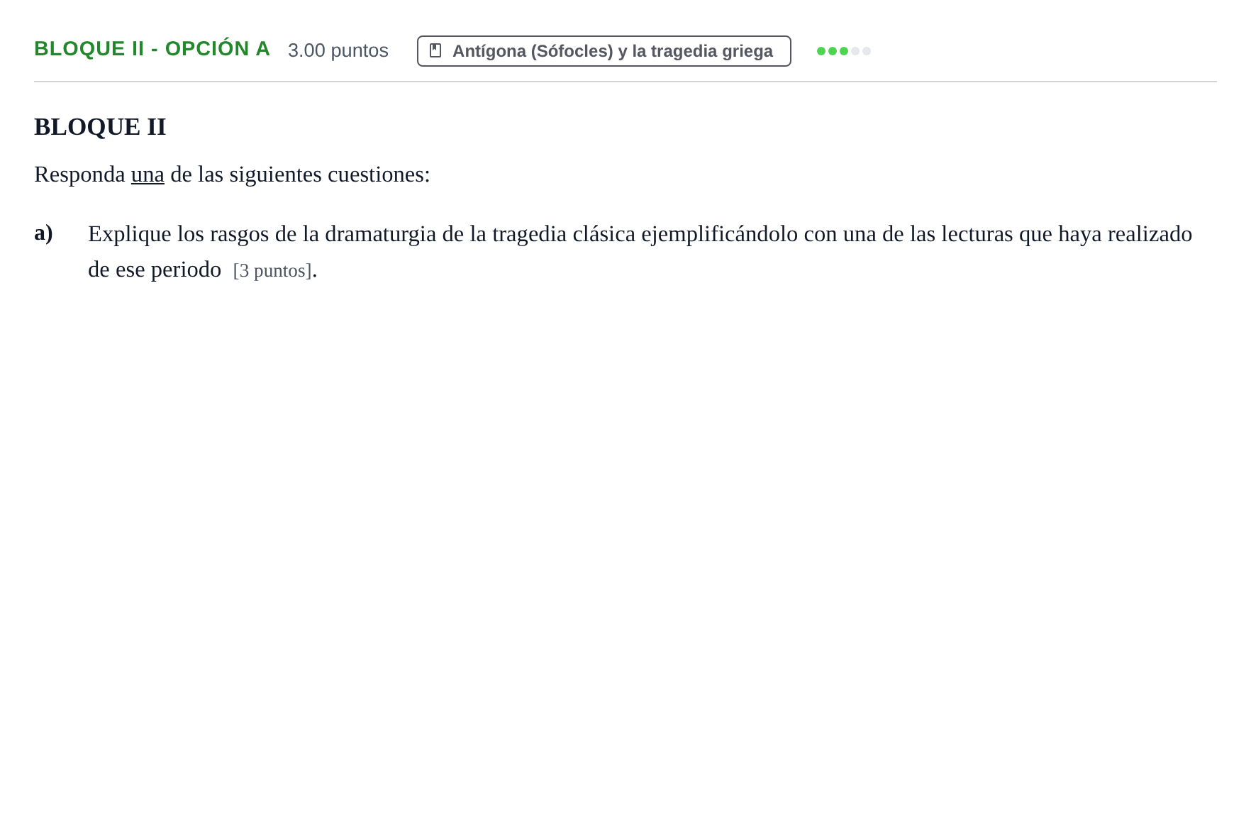 Enunciado: Bloque II - Opción a · Literatura Dramática PAU Murcia Ordinaria 2026