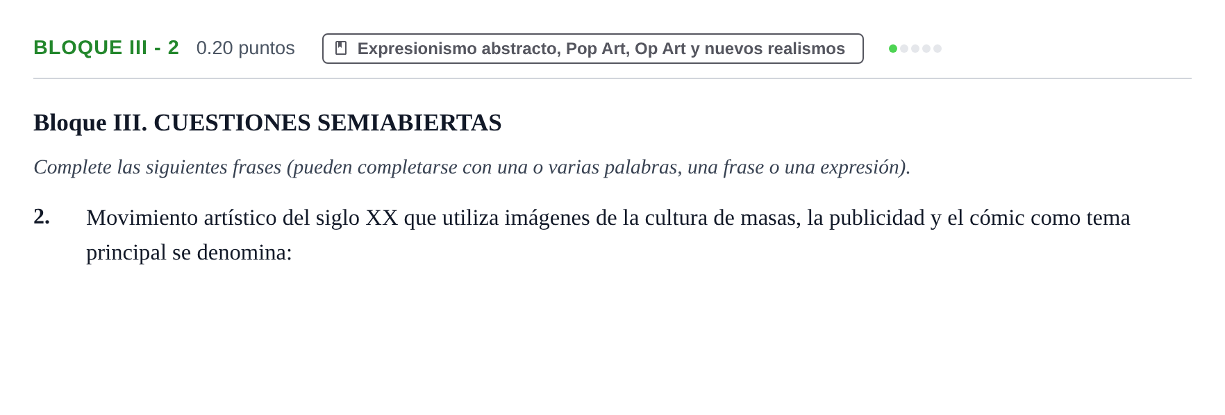 Enunciado: Bloque III - 2 · Movimientos Culturales y Artísticos PAU Murcia Ordinaria 2026