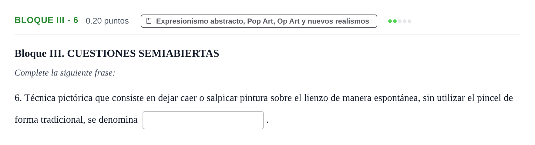 Enunciado: Bloque III - 6 · Movimientos Culturales y Artísticos PAU Murcia Ordinaria 2026