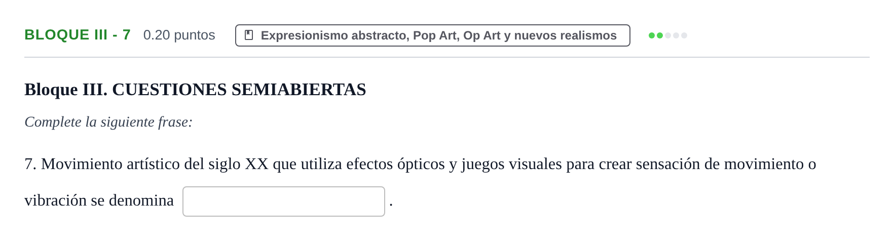 Enunciado: Bloque III - 7 · Movimientos Culturales y Artísticos PAU Murcia Ordinaria 2026