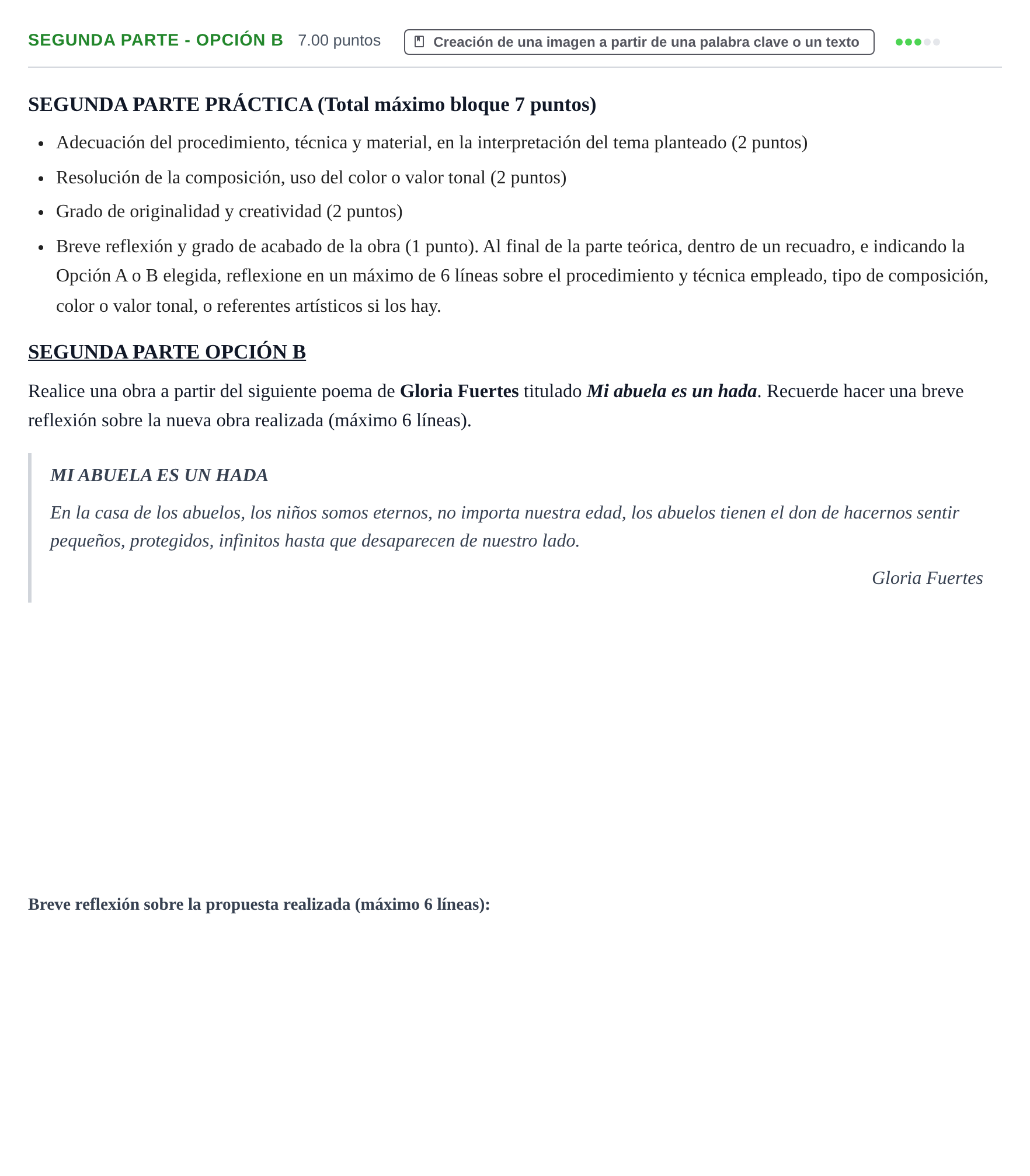 Enunciado: Ejercicio Segunda Parte - Opción B · Técnicas de Expresión Gráfico-Plástica PAU Murcia Extraordinaria 2026