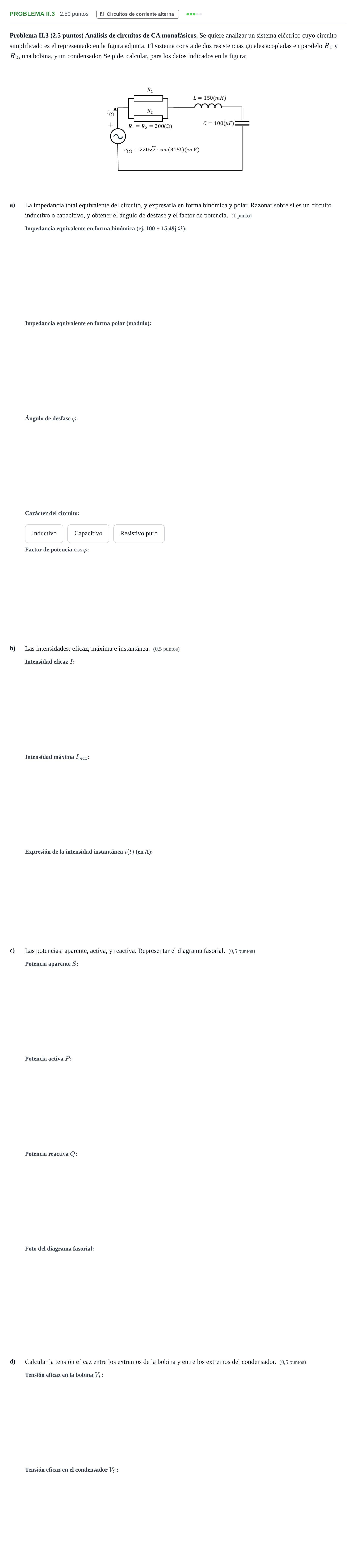 Enunciado: Problema II.3 · Tecnología e Ingeniería II PAU Murcia Extraordinaria 2026