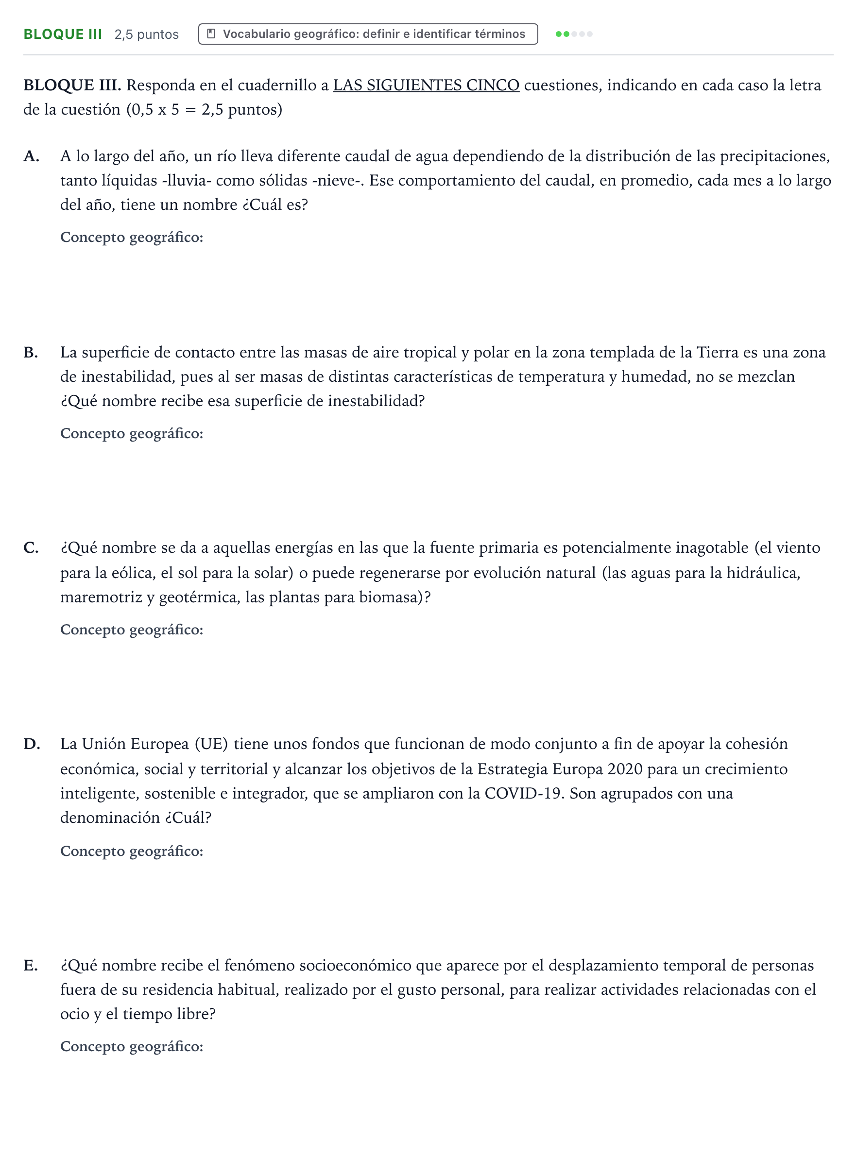 Enunciado: Bloque III · Geografía PAU Murcia Ordinaria 2025
