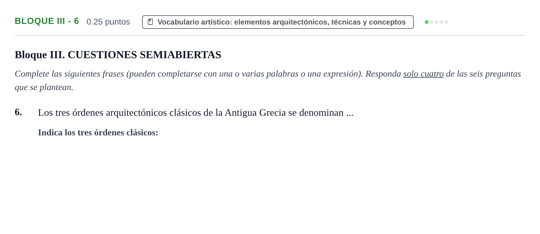 Enunciado: Bloque III - 6 · Fundamentos Artísticos PAU Murcia Ordinaria 2025