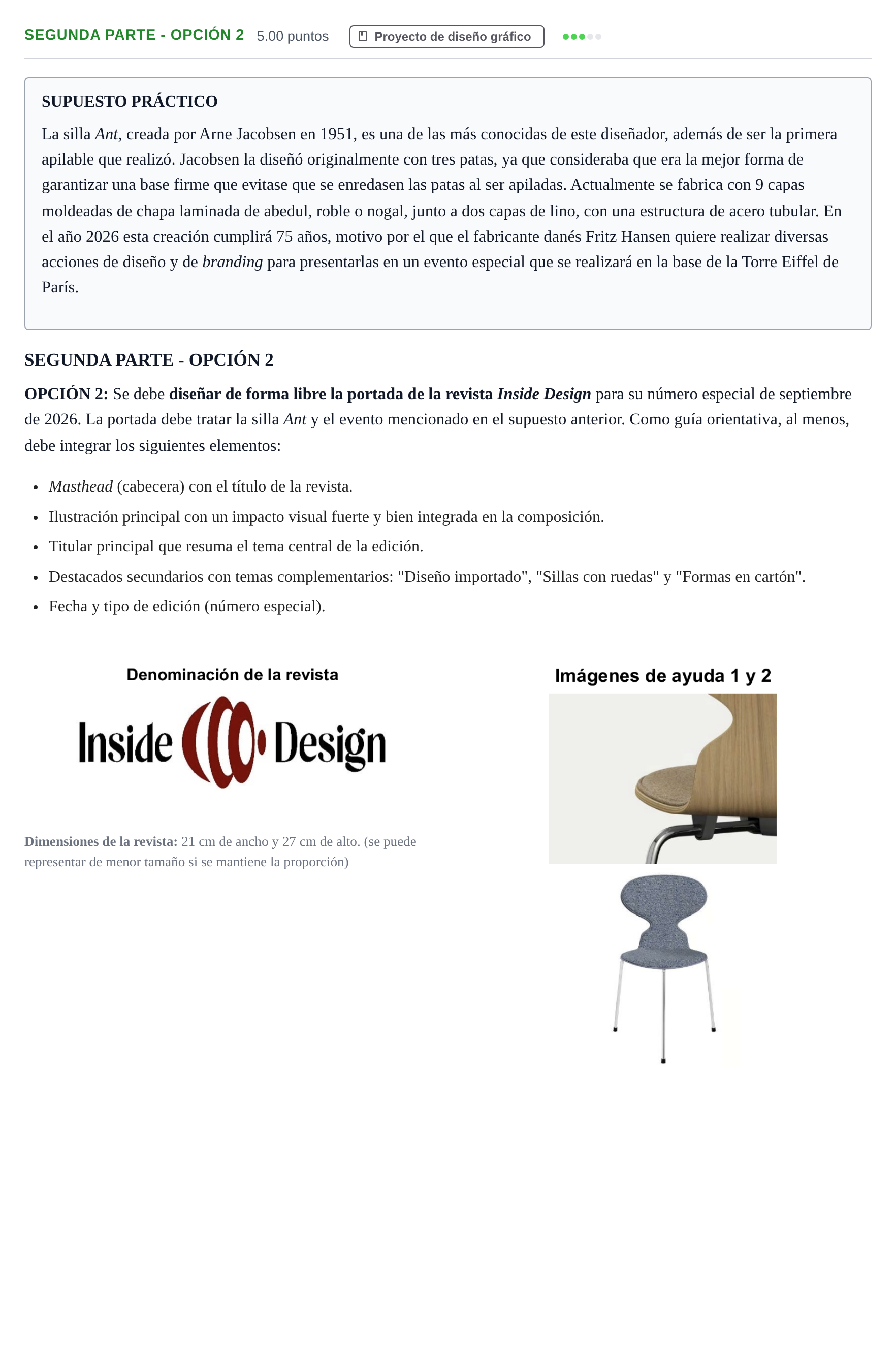 Enunciado: Ejercicio Segunda Parte - Opción 2 · Diseño PAU Murcia Ordinaria 2025