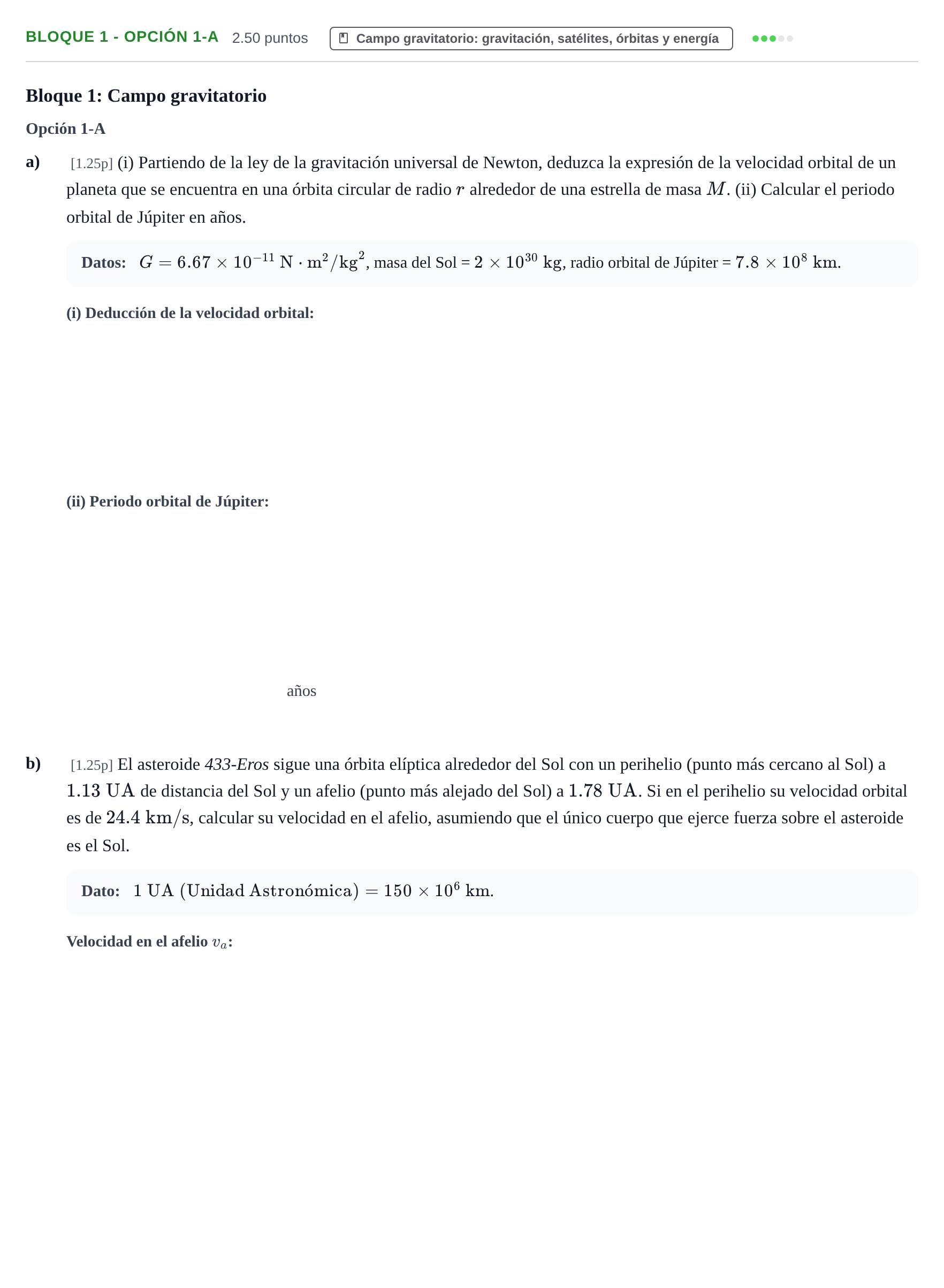 Enunciado: Bloque 1 - Opción 1-A · Física PAU Murcia Ordinaria 2025