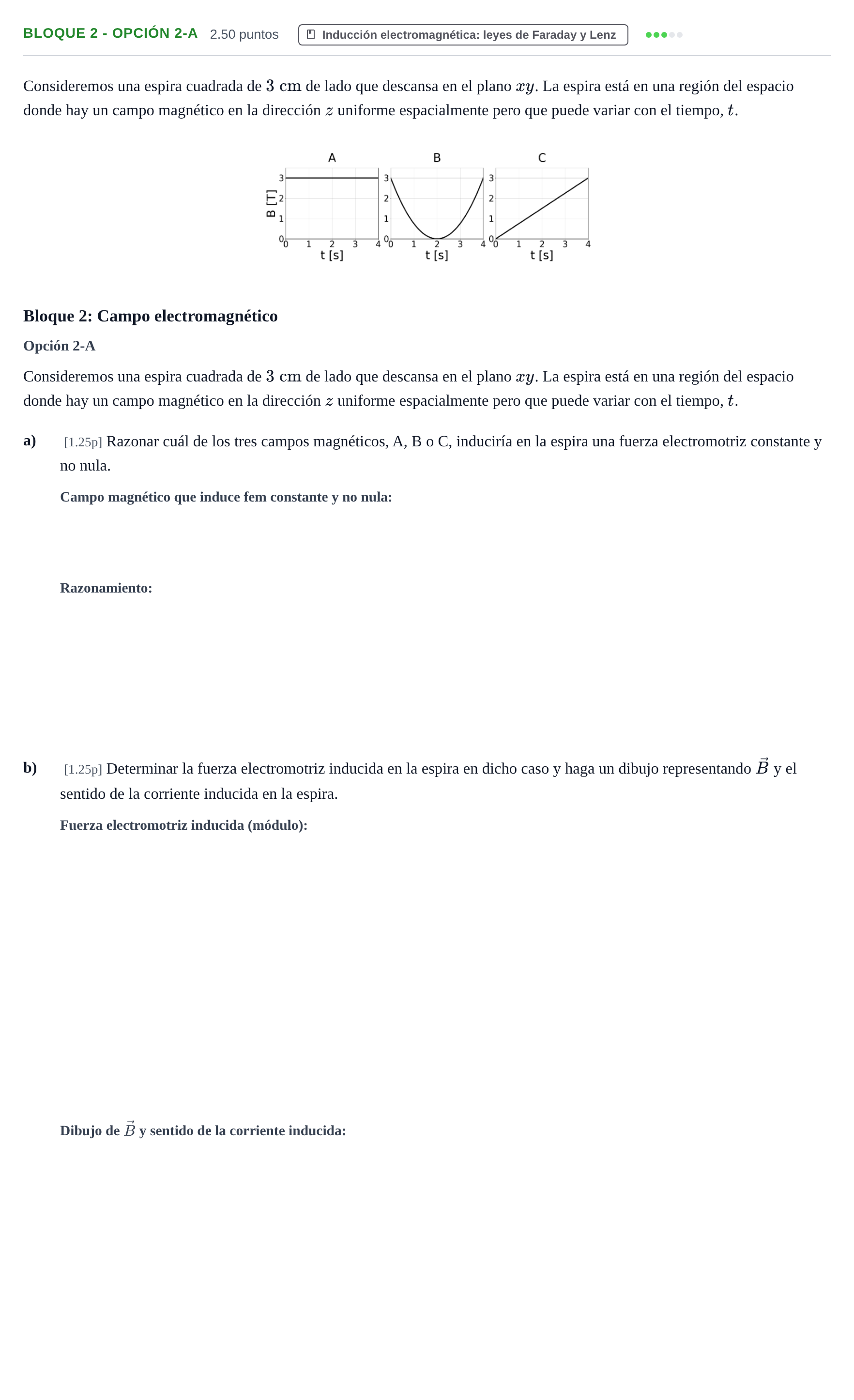Enunciado: Bloque 2 - Opción 2-A · Física PAU Murcia Ordinaria 2025