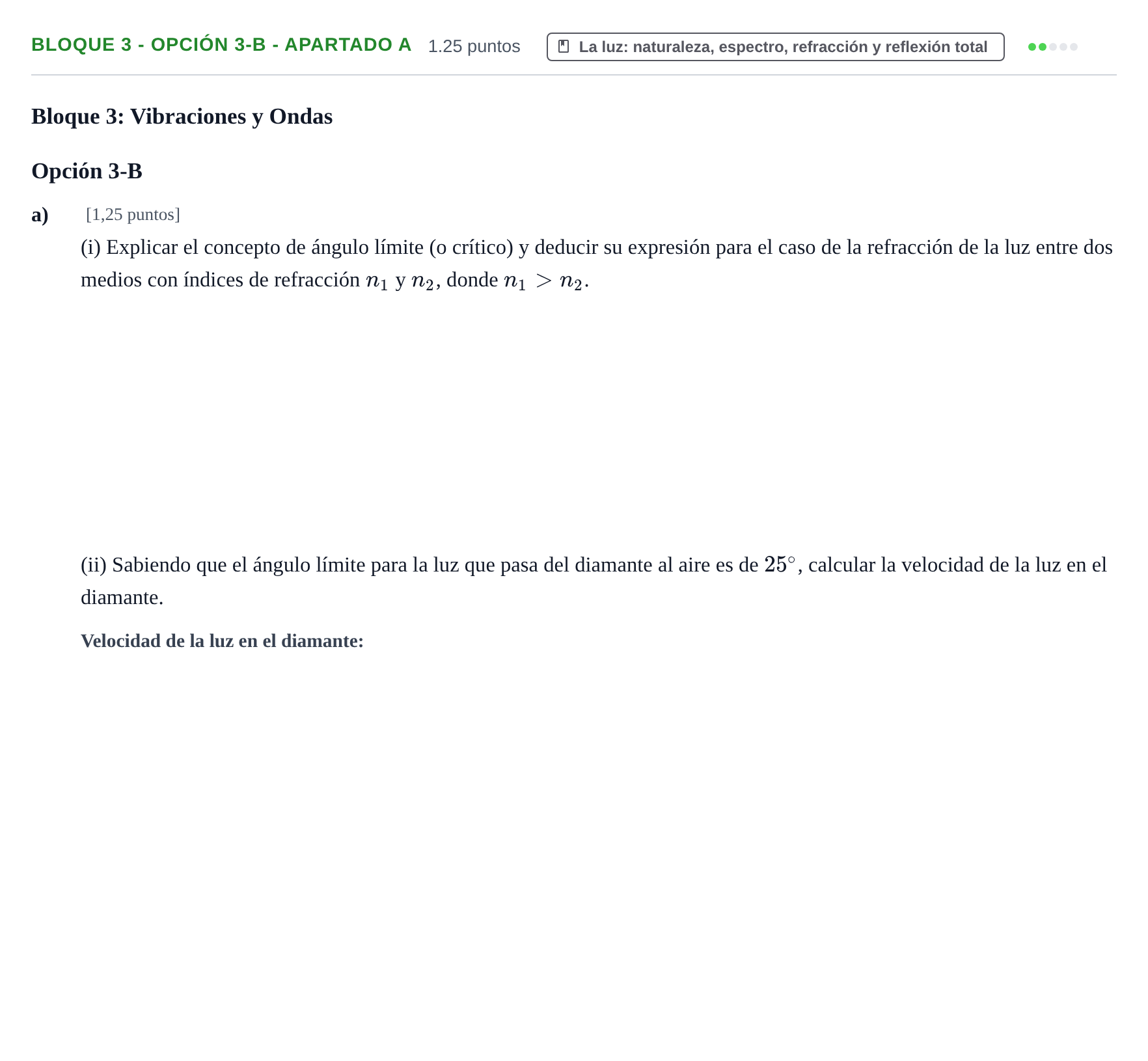 Enunciado: Bloque 3 - Opción 3-B - Apartado a · Física PAU Murcia Ordinaria 2025