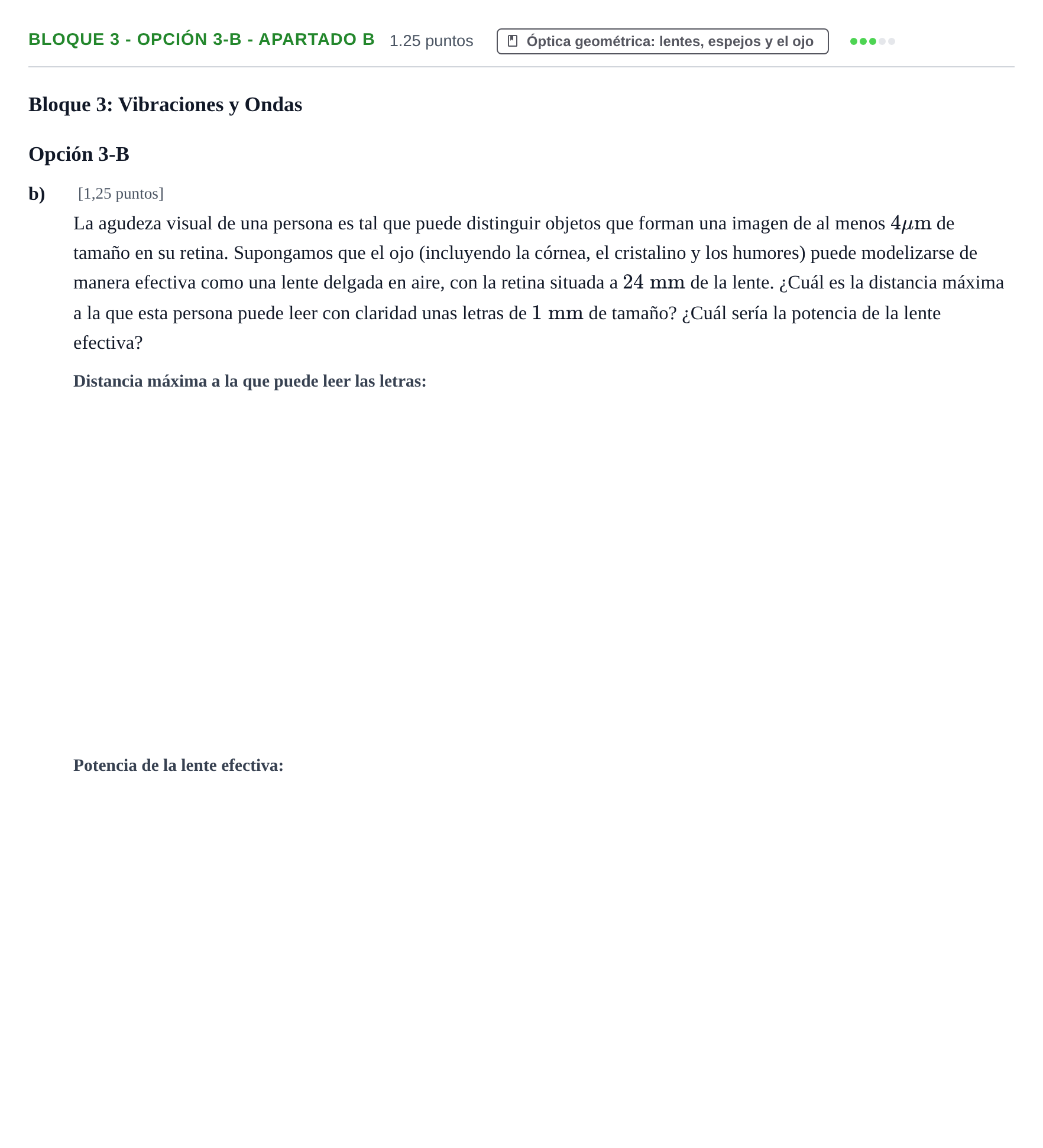 Enunciado: Bloque 3 - Opción 3-B - Apartado b · Física PAU Murcia Ordinaria 2025