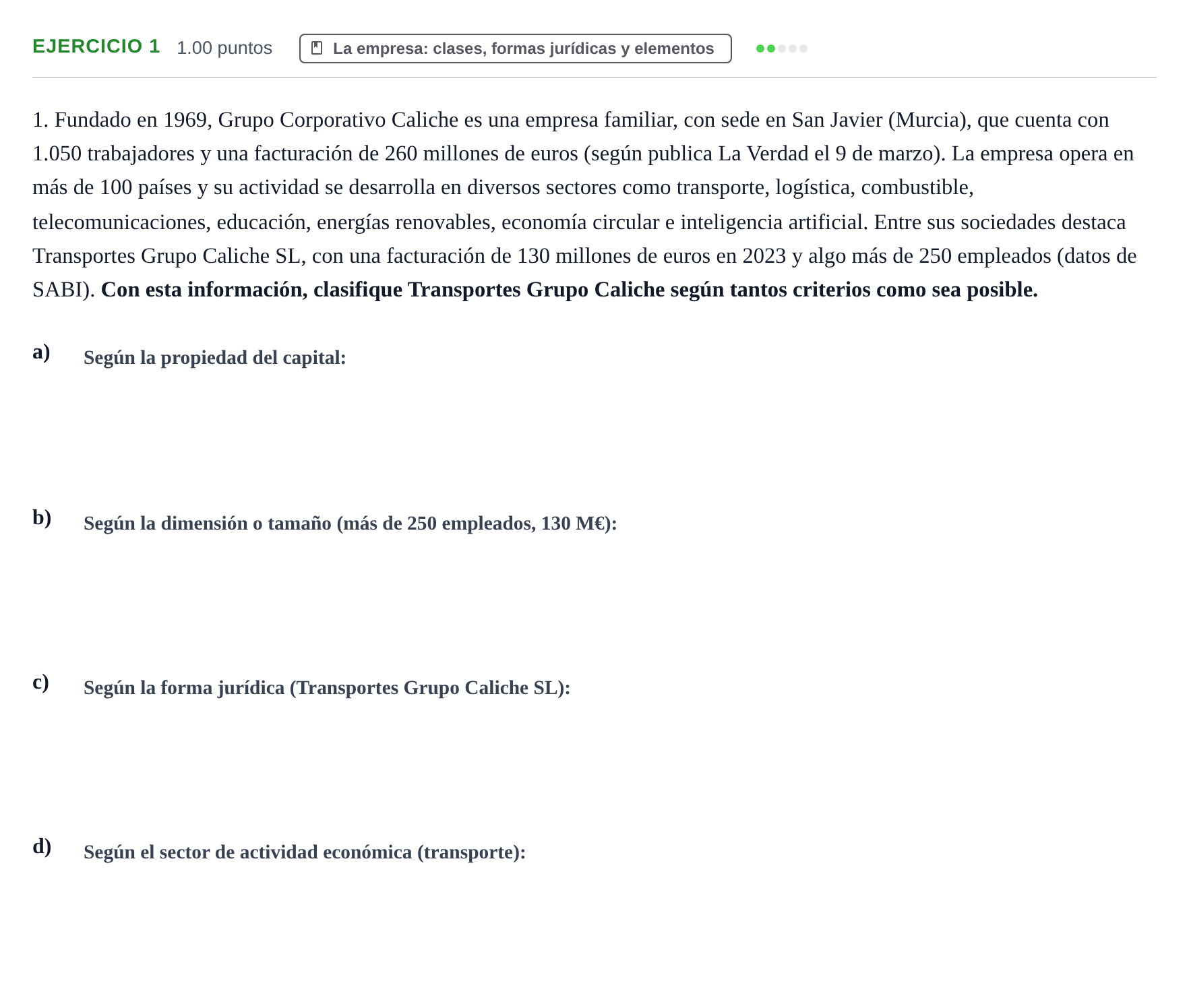 Enunciado: Problema 1 · Empresa y Diseño de Modelos de Negocio PAU Murcia Ordinaria 2025