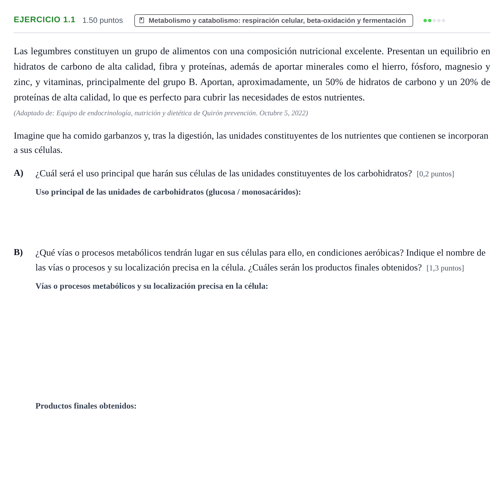 Enunciado: Ejercicio 1.1 · Biología PAU Murcia Ordinaria 2025